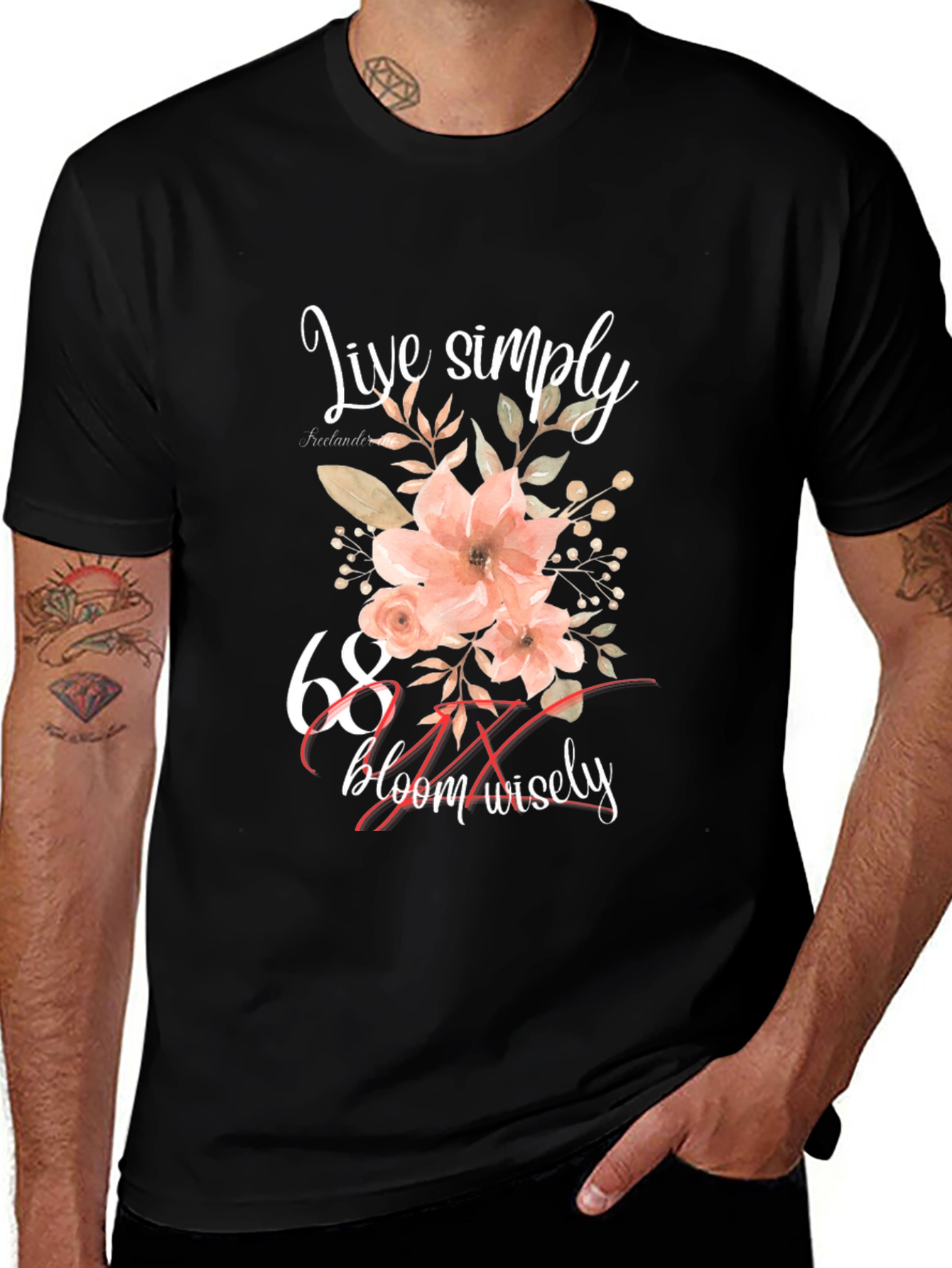 Live Simply Floral 68th Birthday T-Shirt