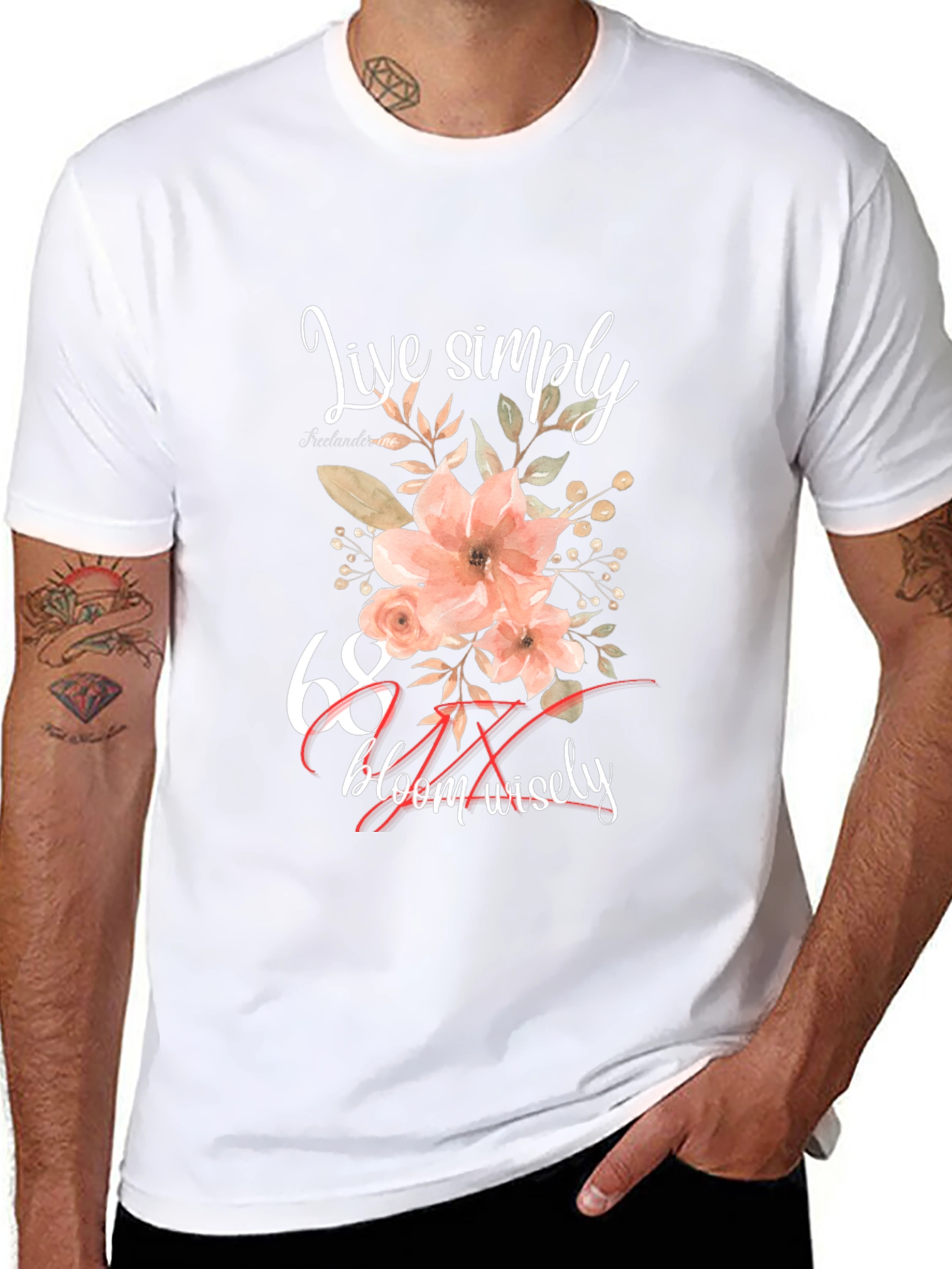 Live Simply Floral 68th Birthday T-Shirt