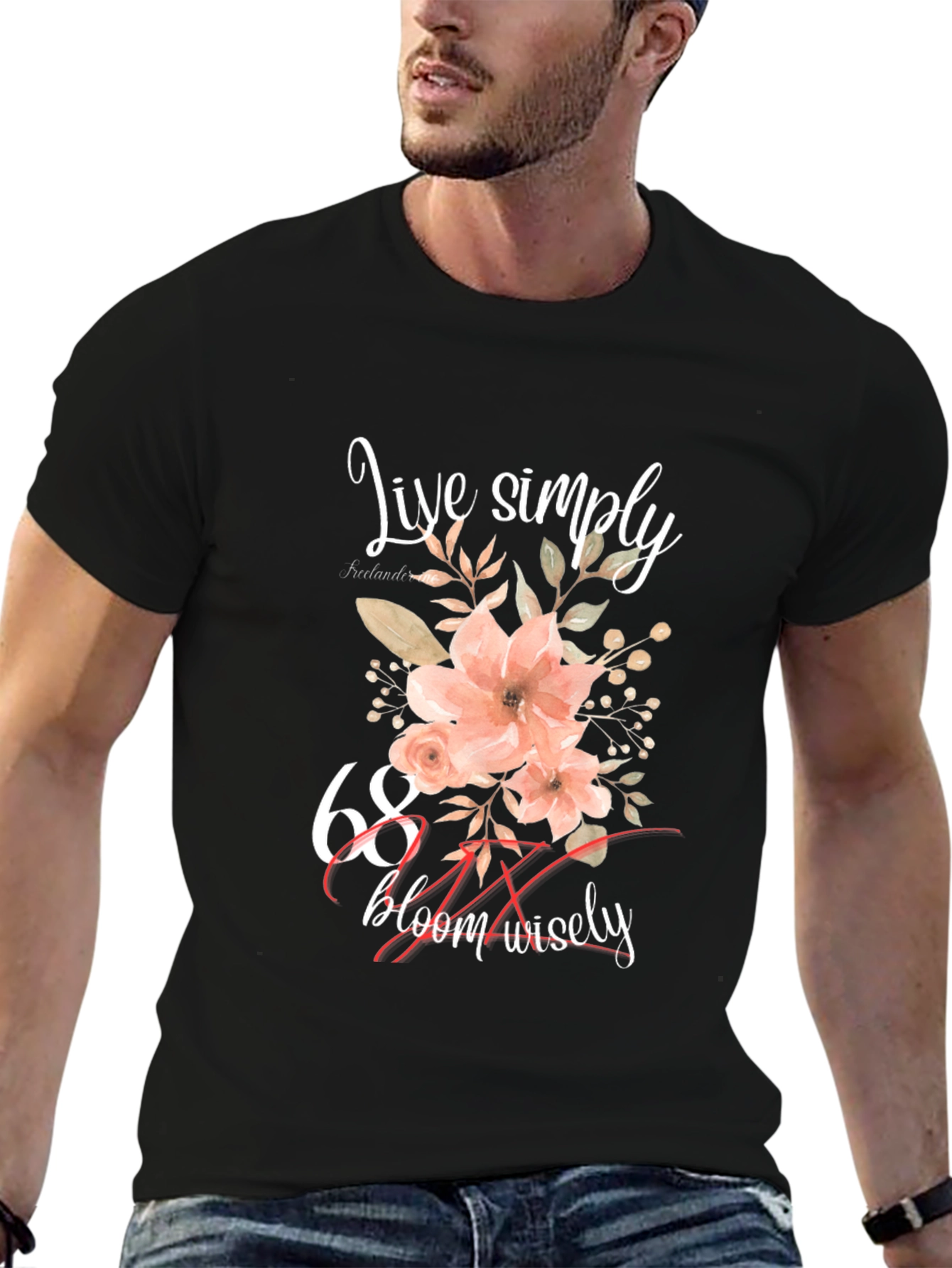 Live Simply Floral 68th Birthday T-Shirt