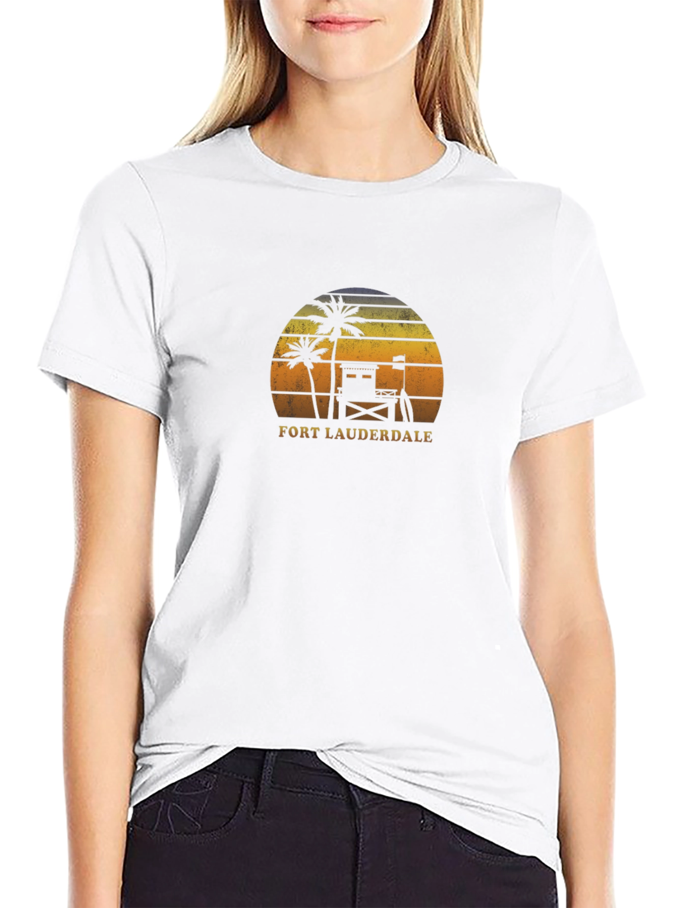 Fort Lauderdale Palm Tree Sunset Graphic T-Shirt