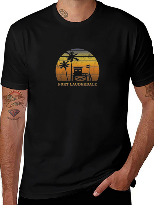 Fort Lauderdale Palm Tree Sunset Graphic T-Shirt