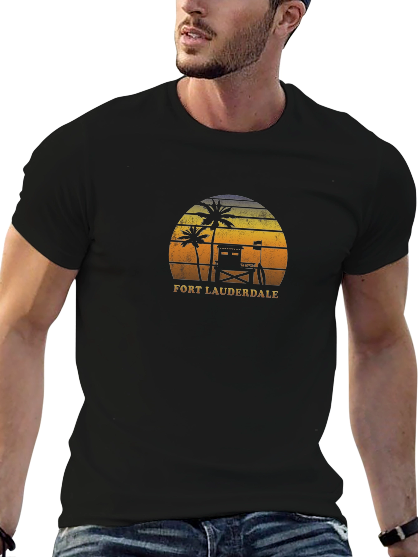 Fort Lauderdale Palm Tree Sunset Graphic T-Shirt
