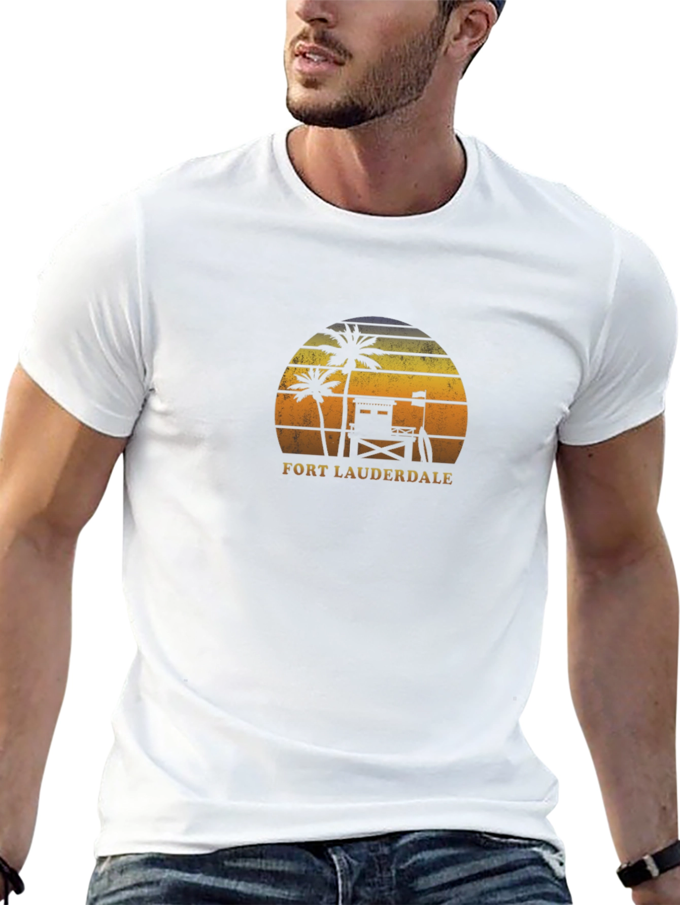 Fort Lauderdale Palm Tree Sunset Graphic T-Shirt