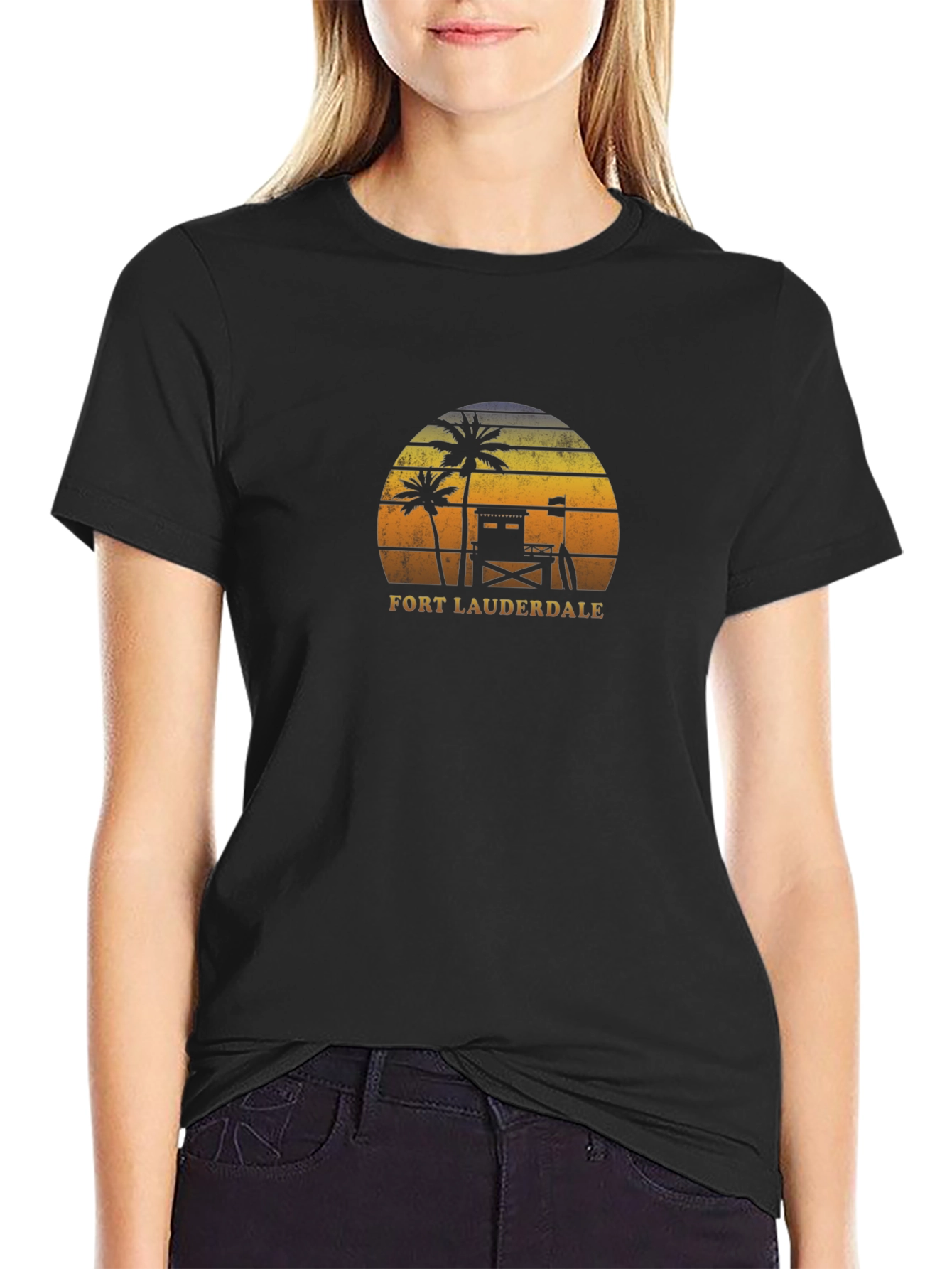 Fort Lauderdale Palm Tree Sunset Graphic T-Shirt
