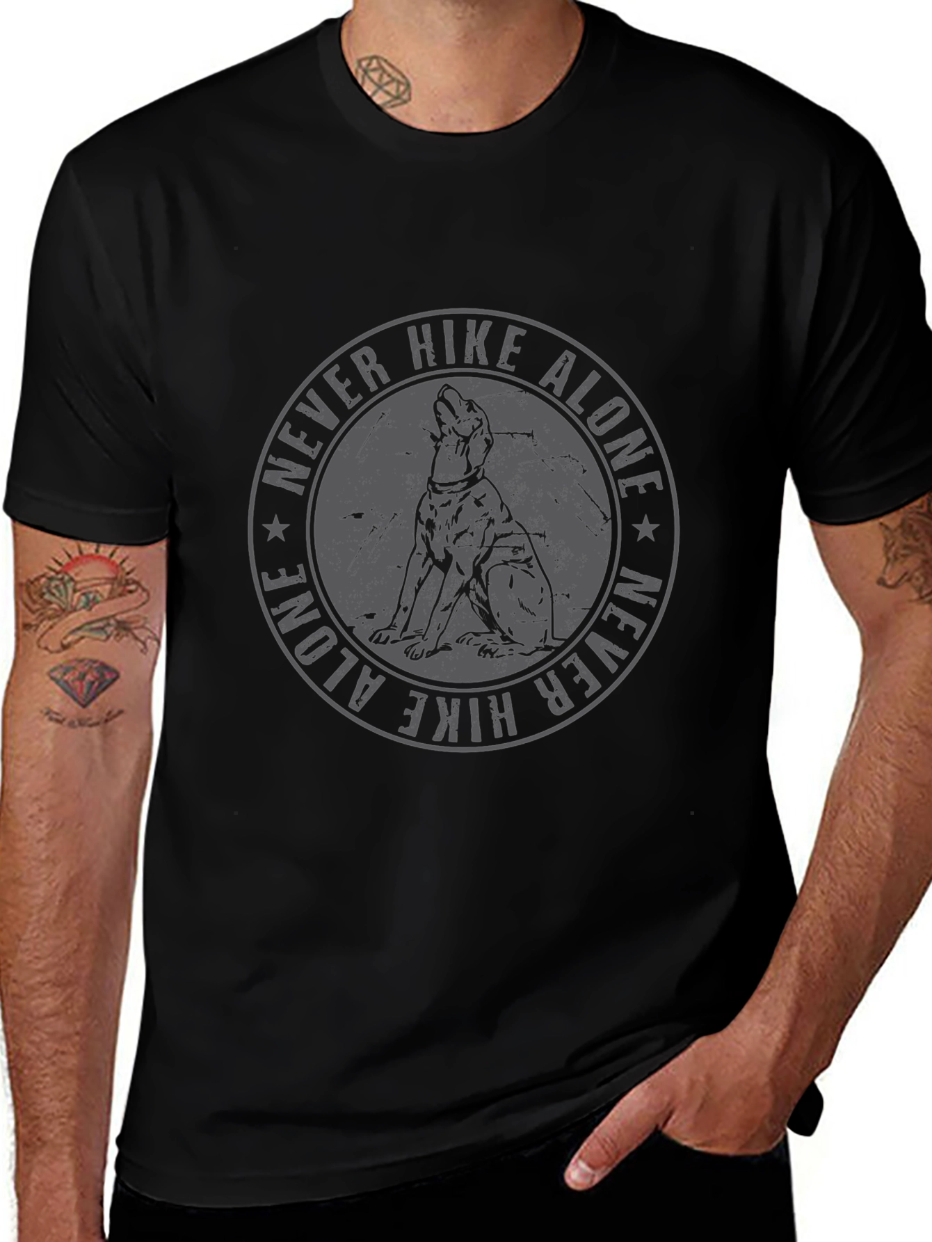 Never Hike Alone Graphic Tee - Black