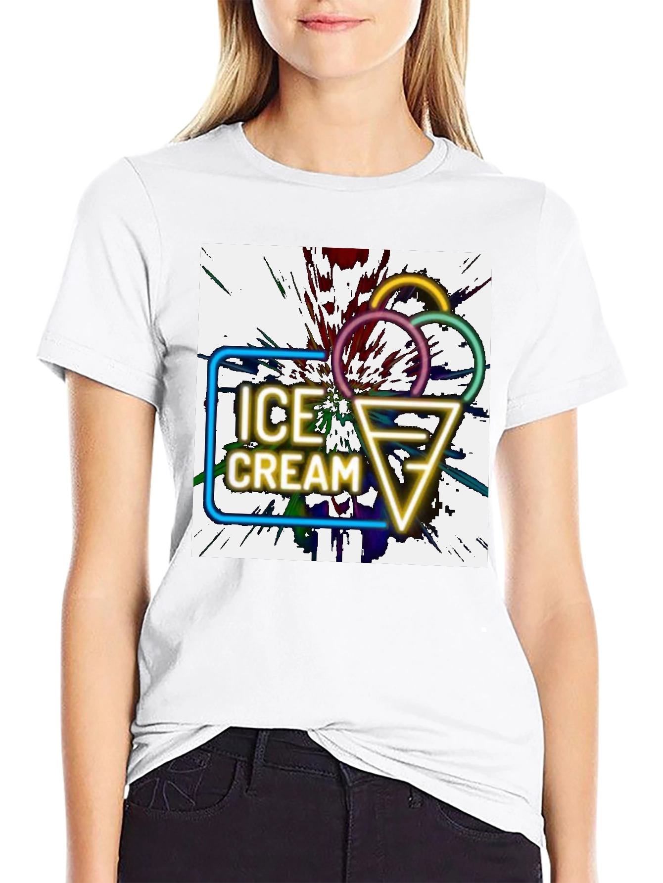 Neon Ice Cream Graphic Tee - Unique Design!