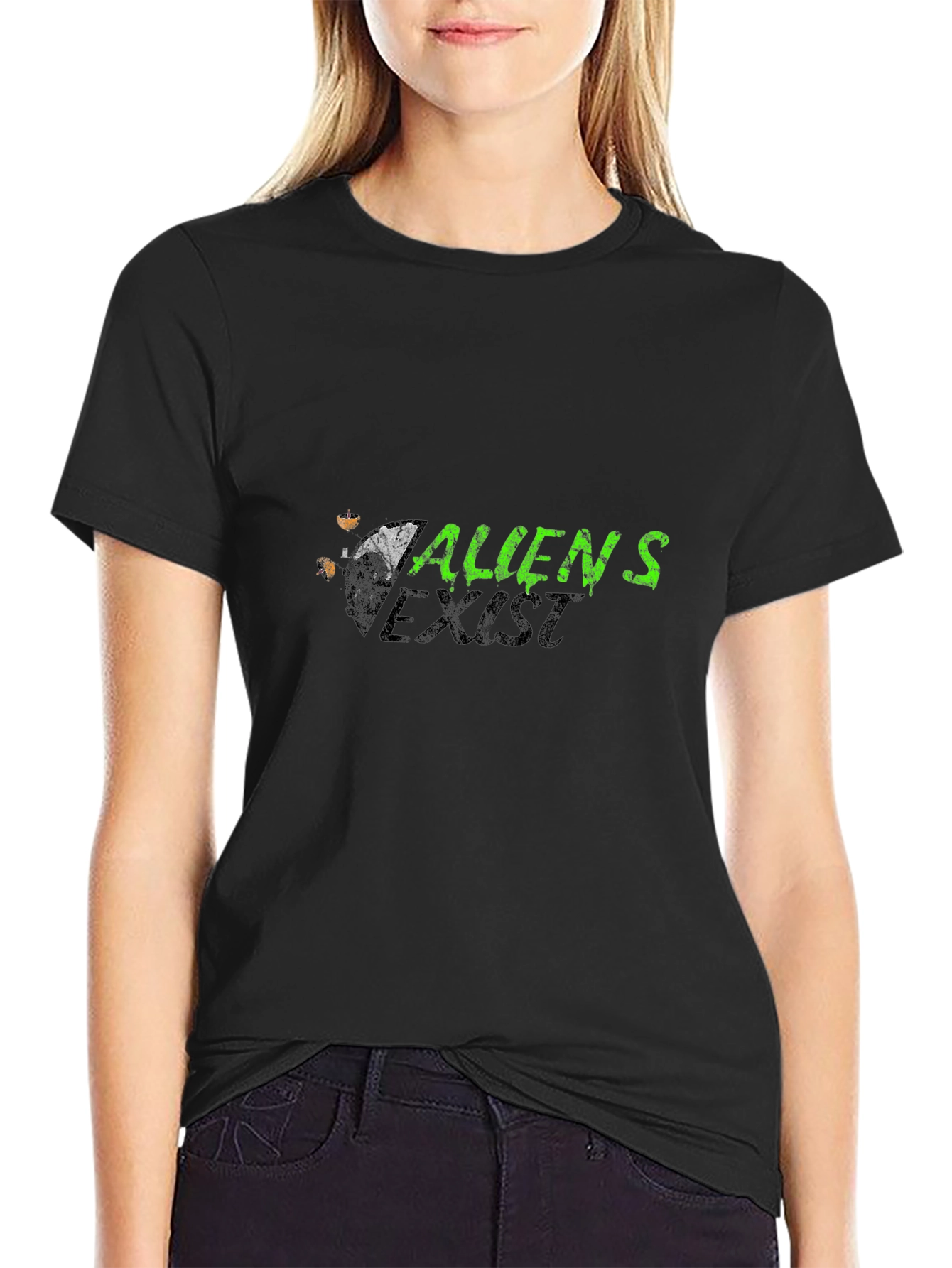 Aliens Exist Graphic T-Shirt - Black Tee