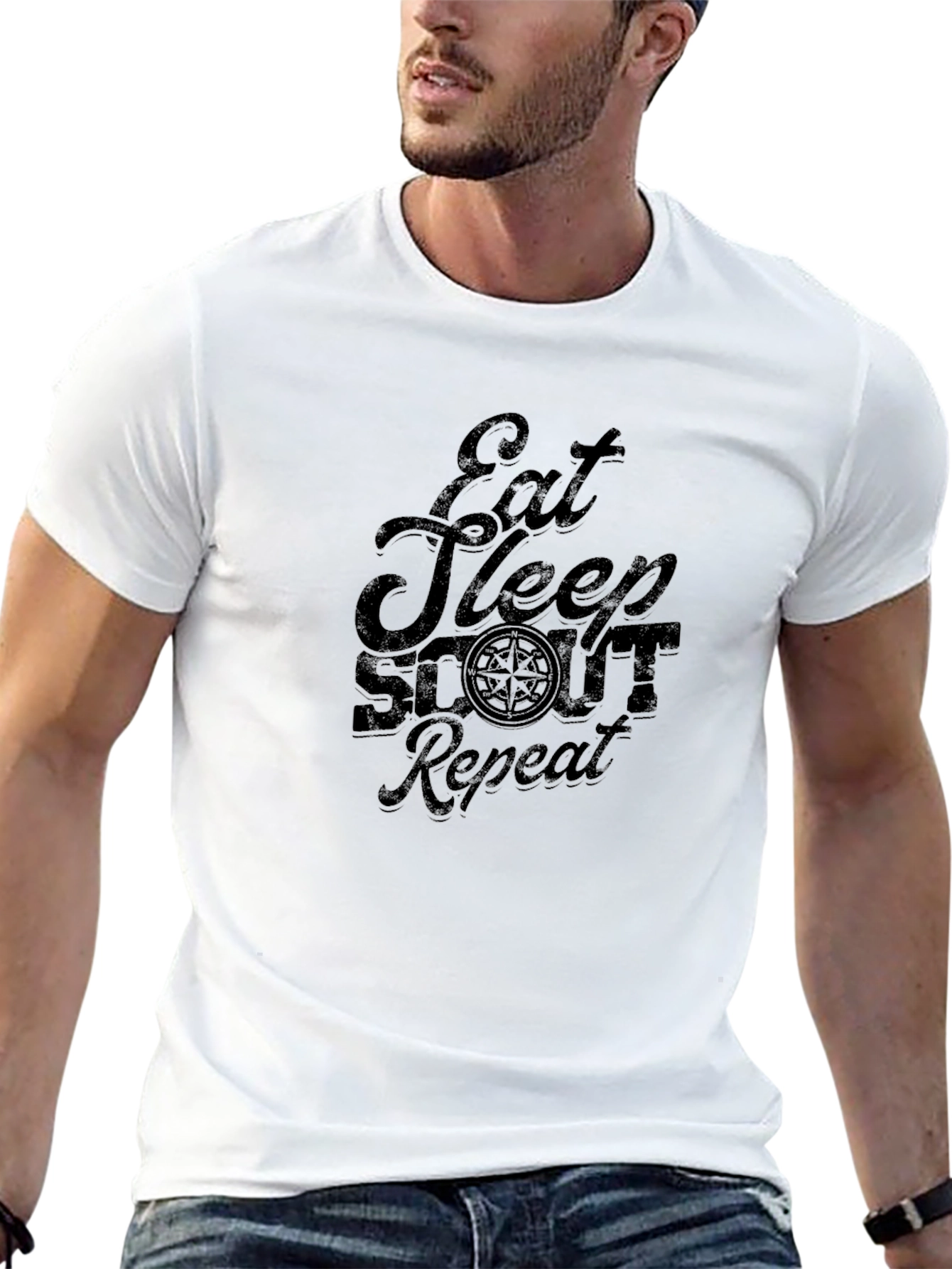 Eat Sleep Scout Repeat Black Graphic Tee