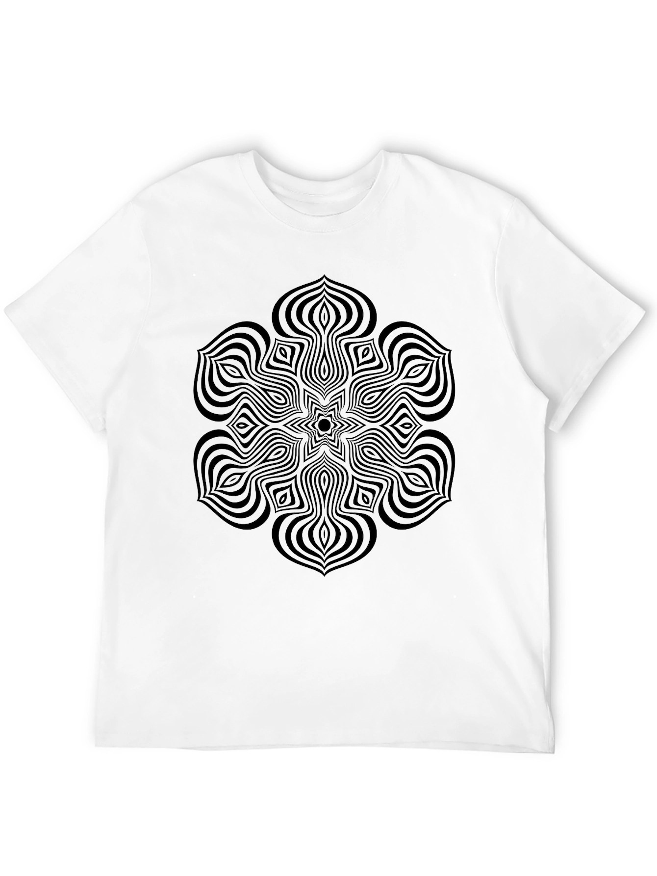 Abstract Geometric Mandala Tee - Black