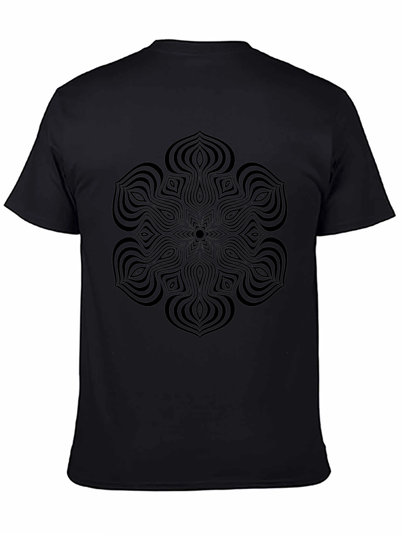 Abstract Geometric Mandala Tee - Black