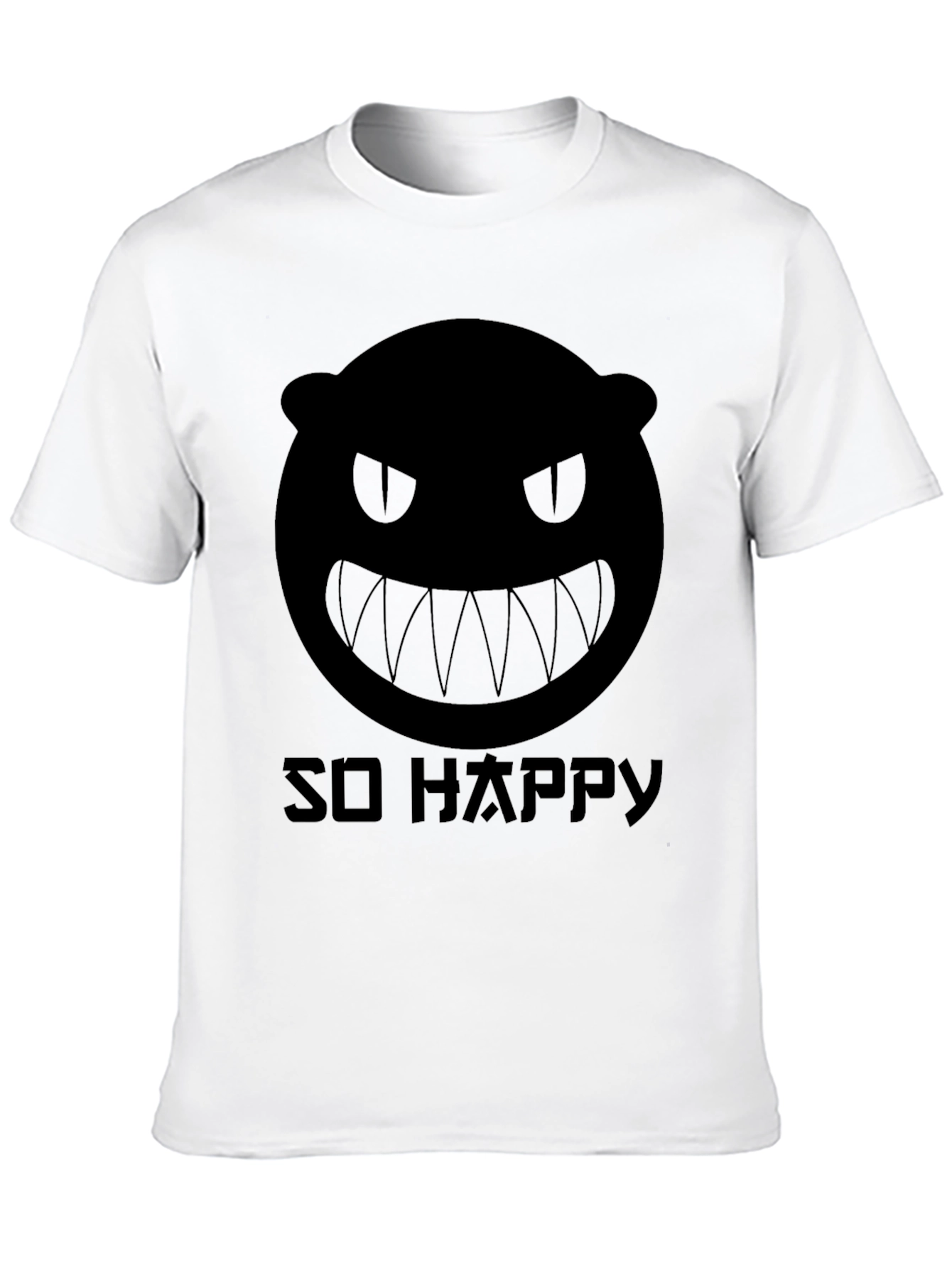 Mens Black Graphic Tee - So Happy Monster