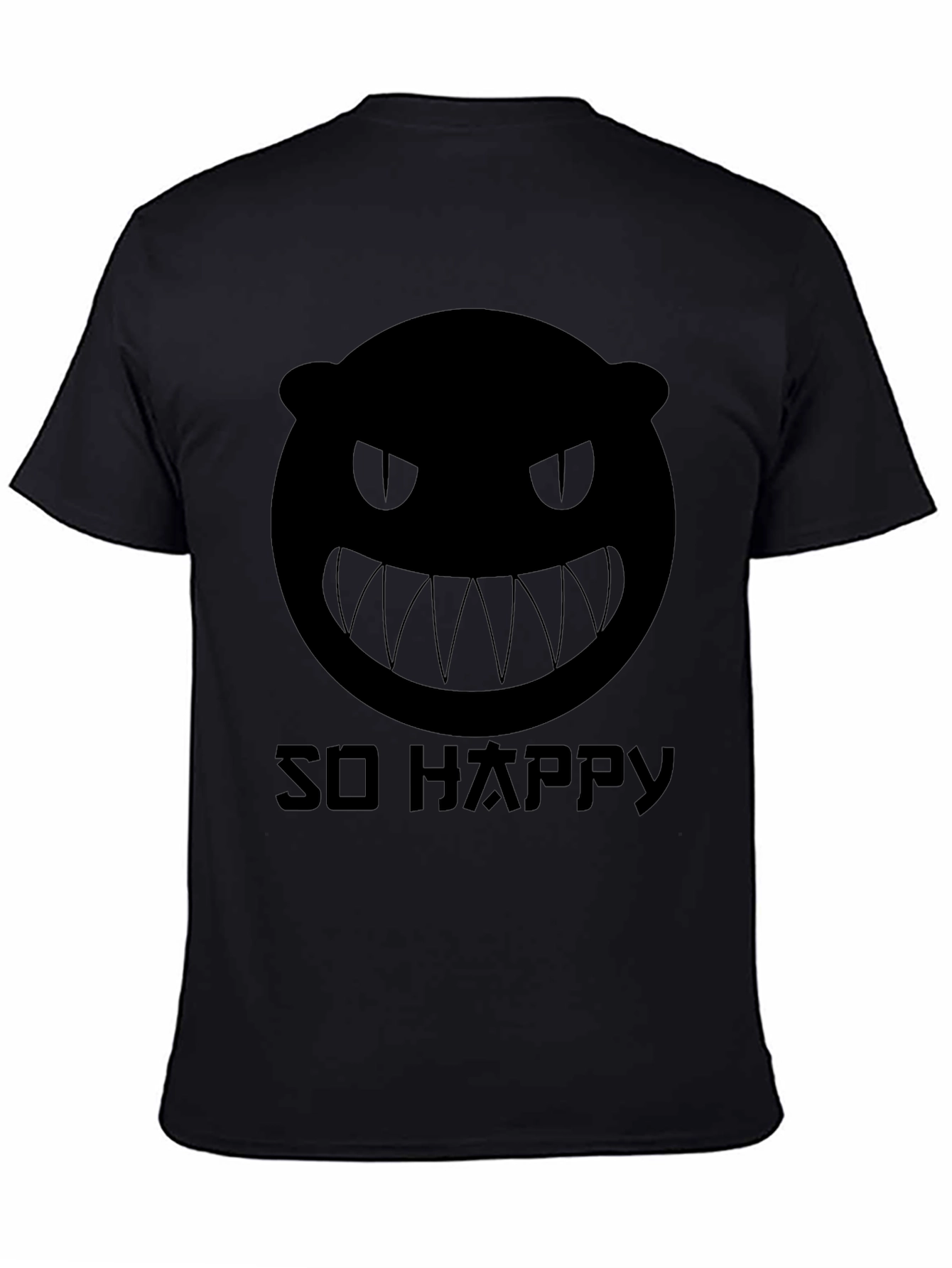 Mens Black Graphic Tee - So Happy Monster