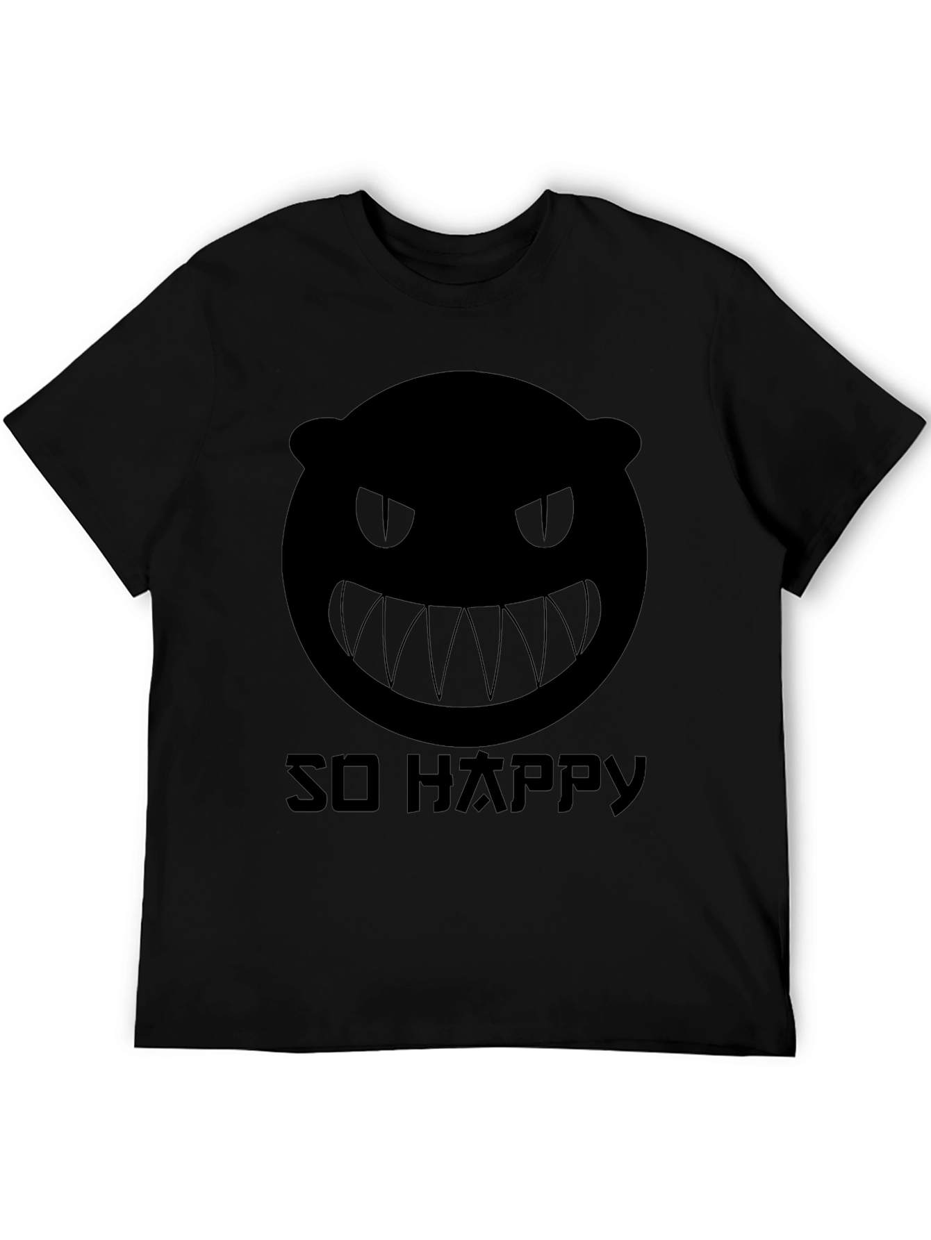 Mens Black Graphic Tee - So Happy Monster