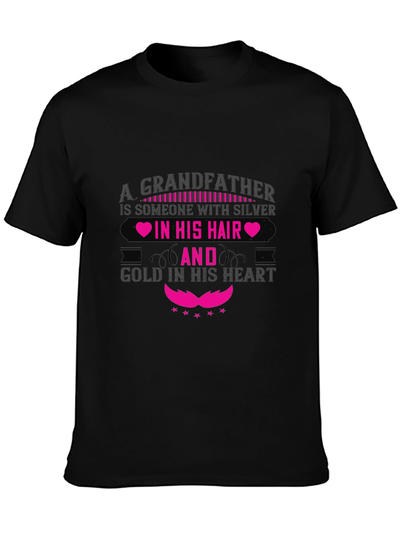Grandfather Silver Hair Gold Heart T-Shirt