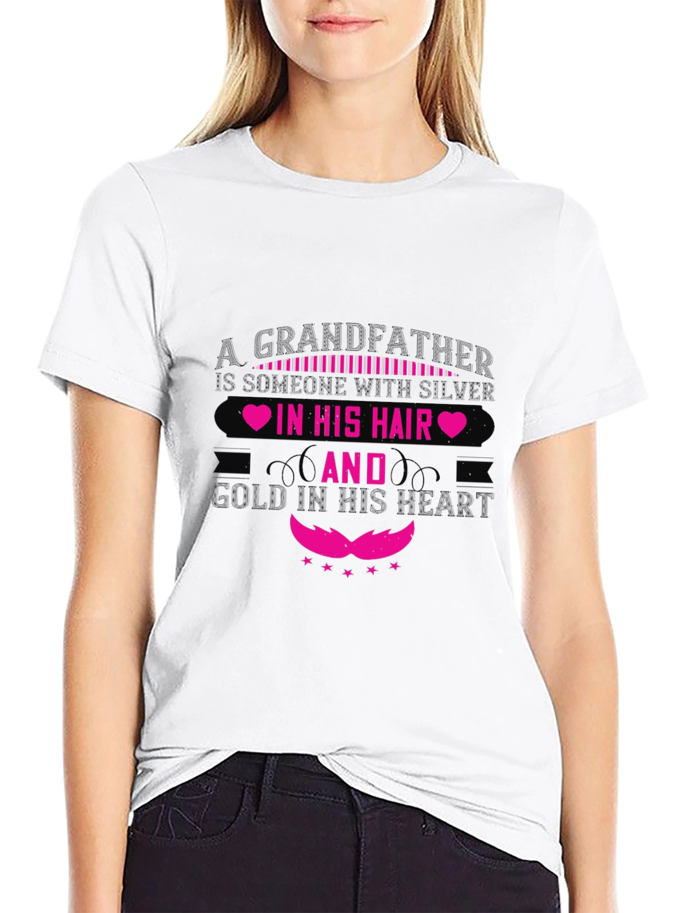 Grandfather Silver Hair Gold Heart T-Shirt