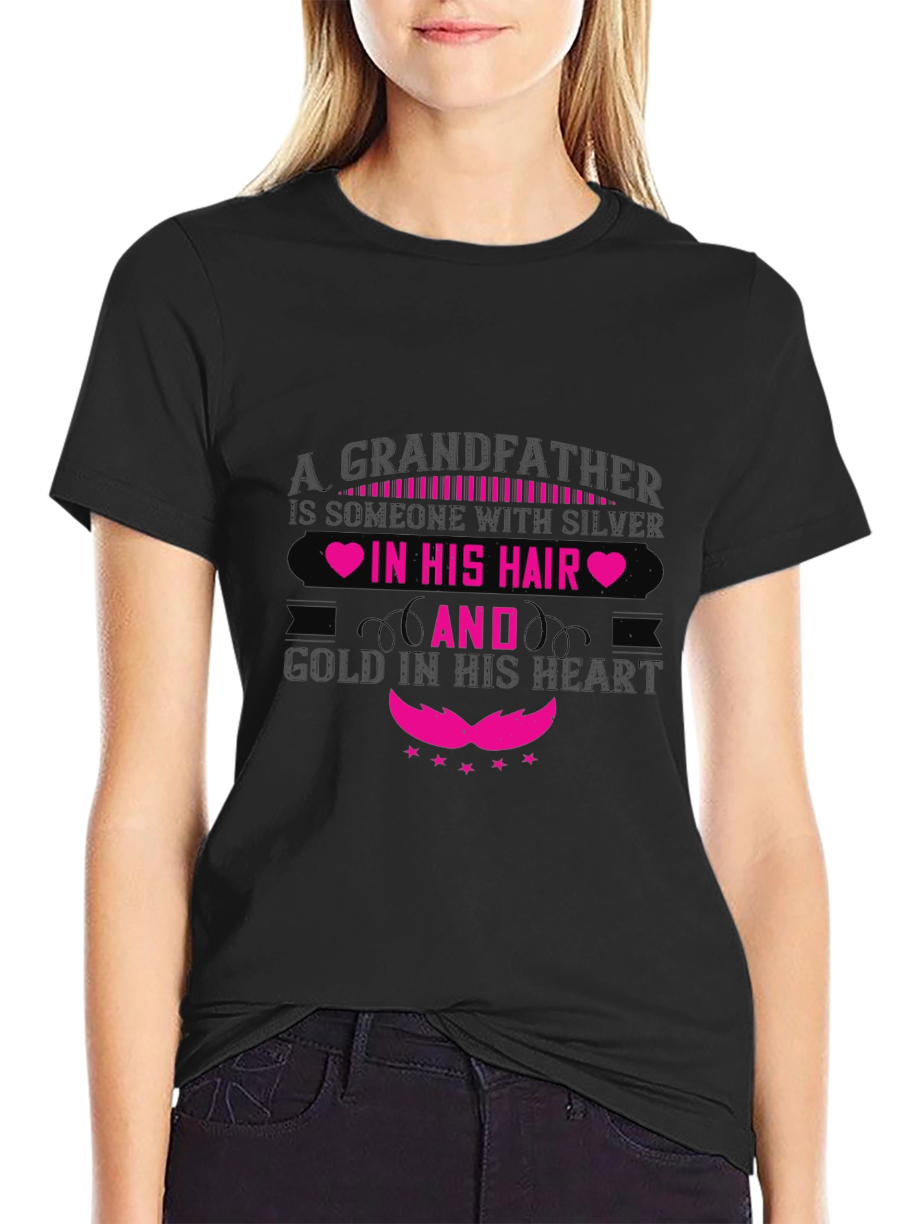 Grandfather Silver Hair Gold Heart T-Shirt