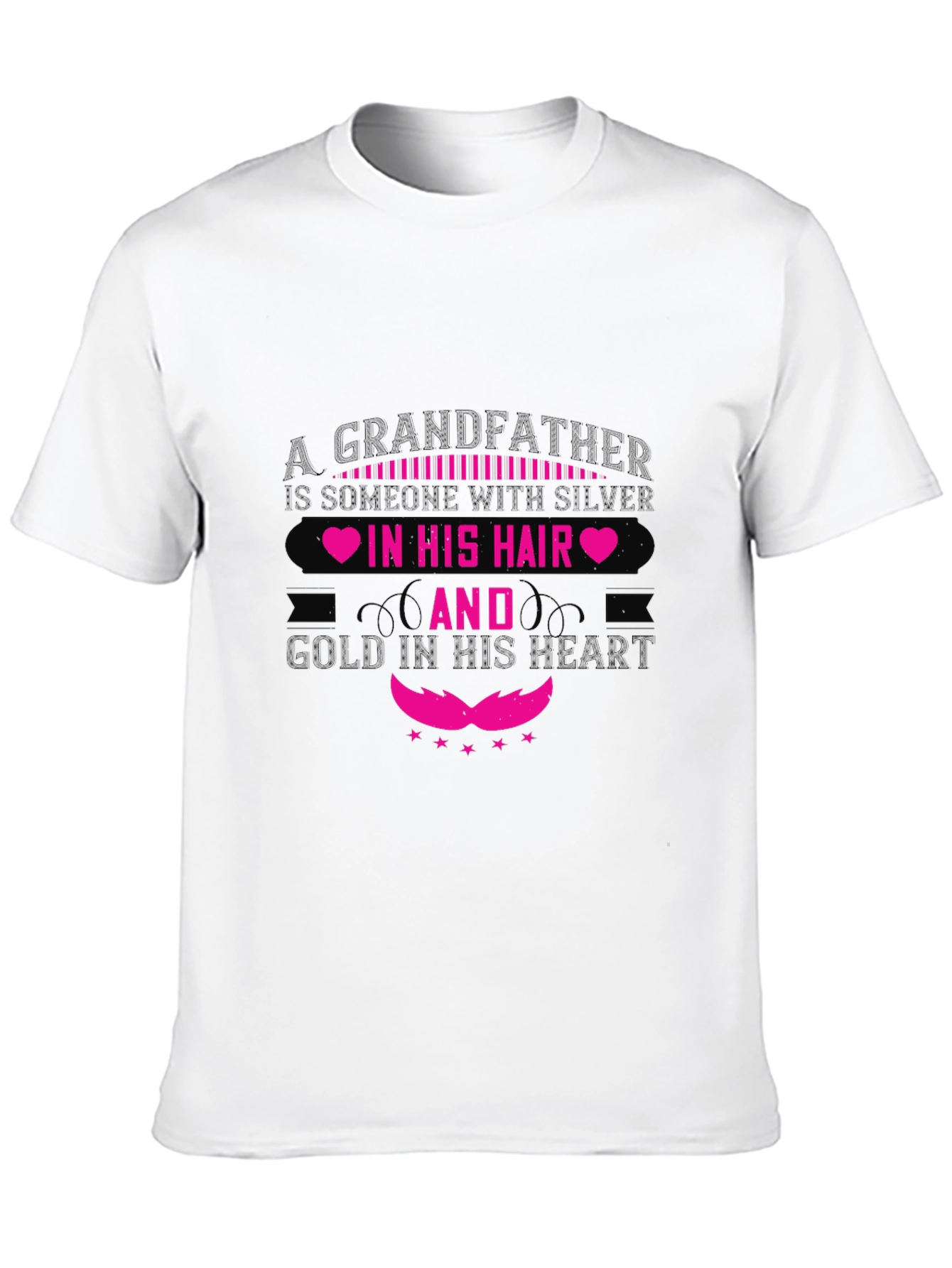 Grandfather Silver Hair Gold Heart T-Shirt