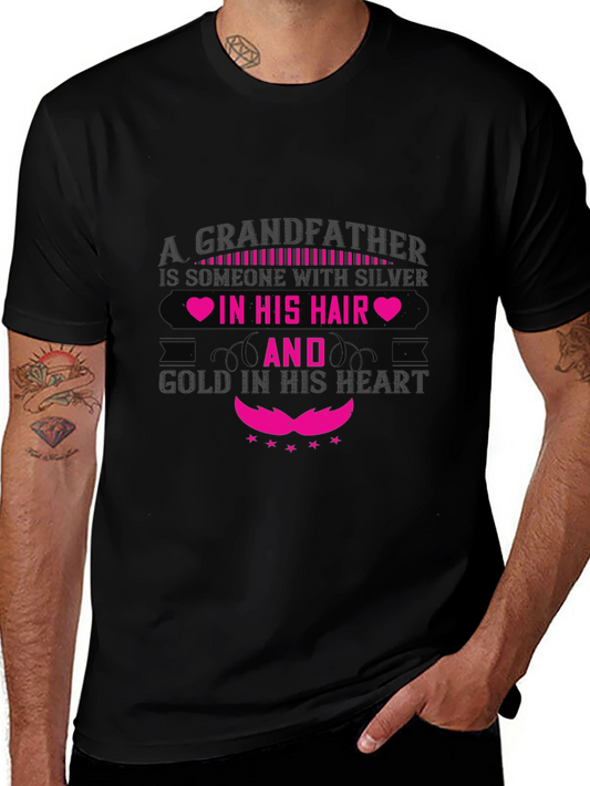 Grandfather Silver Hair Gold Heart T-Shirt
