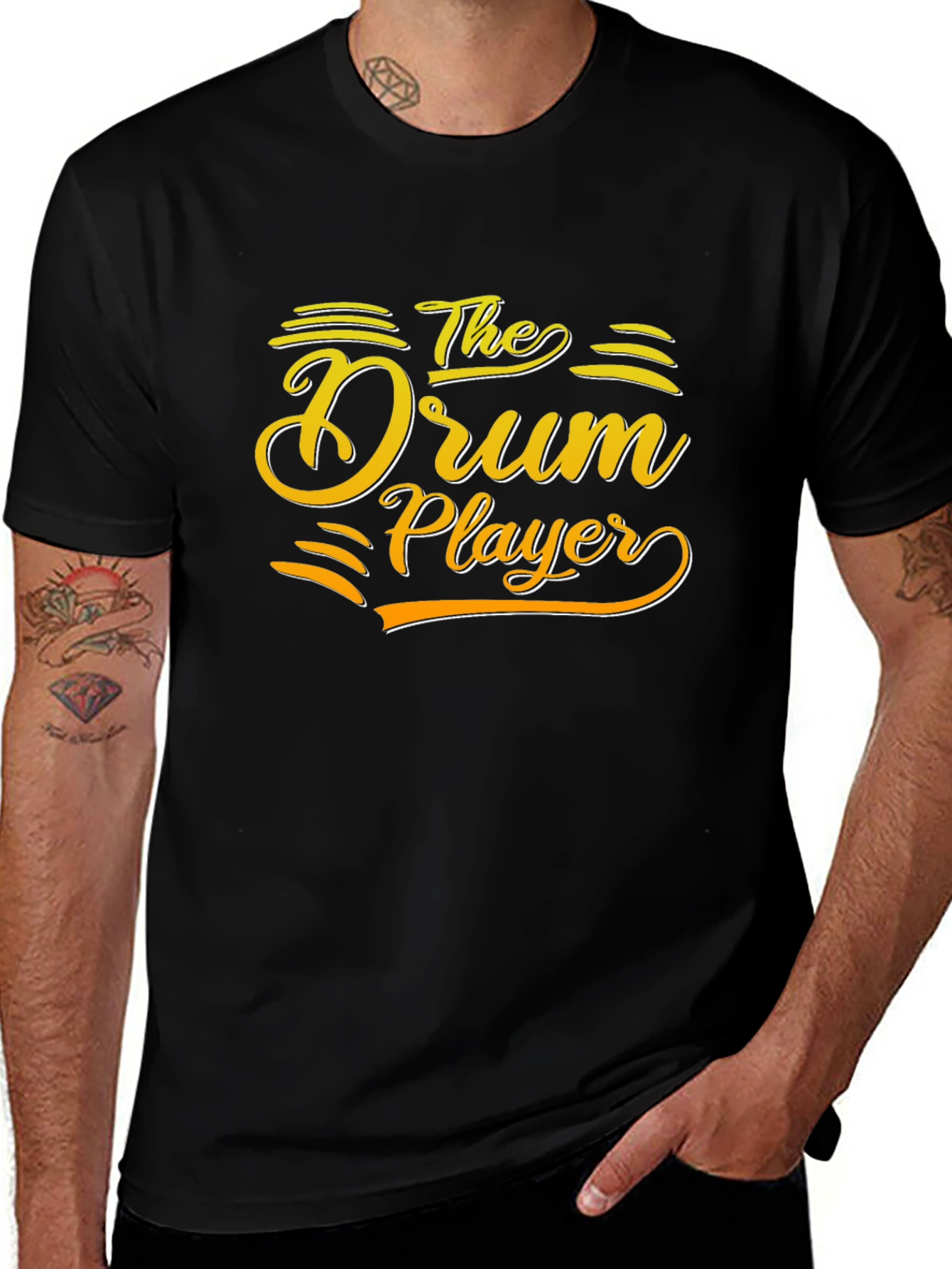 The Drum Player Graphic Tee - Black Cotton T-Shirt