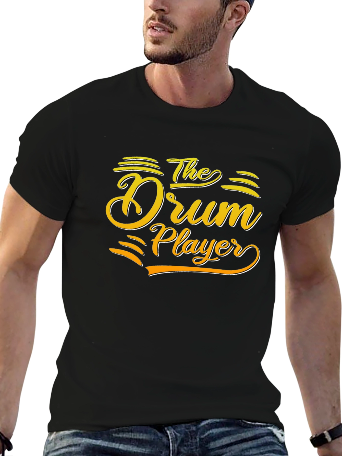 The Drum Player Graphic Tee - Black Cotton T-Shirt