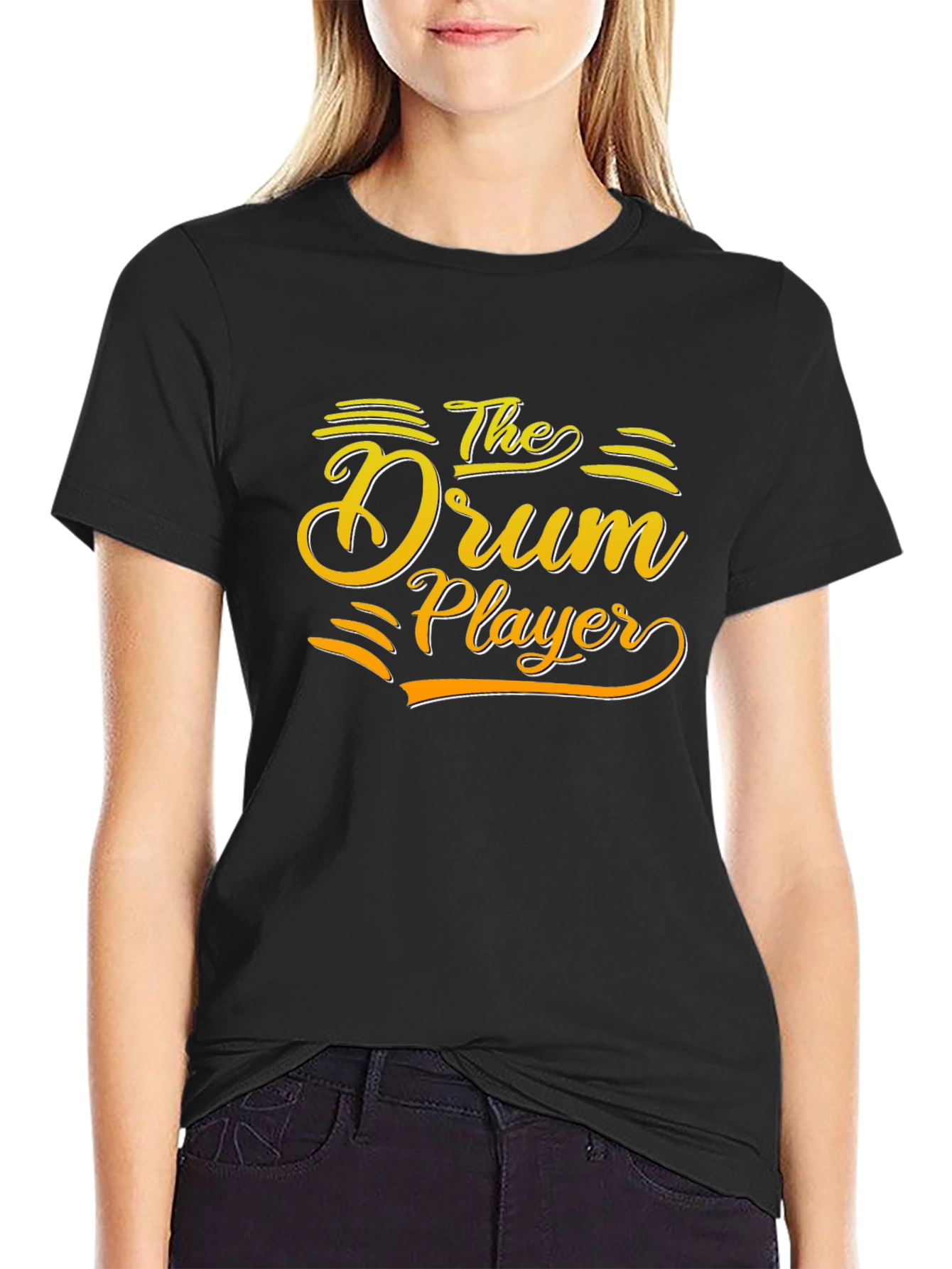 The Drum Player Graphic Tee - Black Cotton T-Shirt