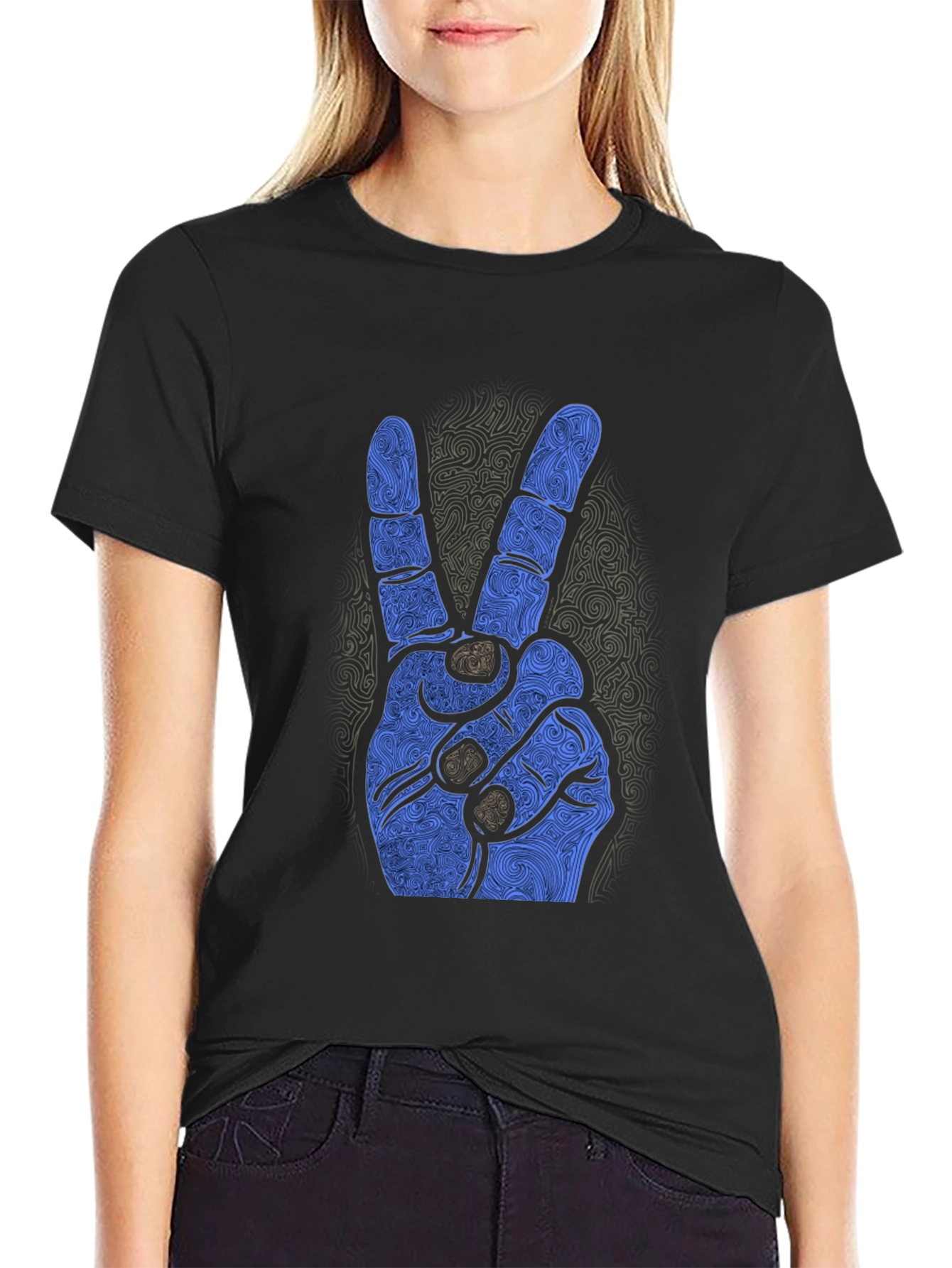 Peace Sign Graphic Black Tee