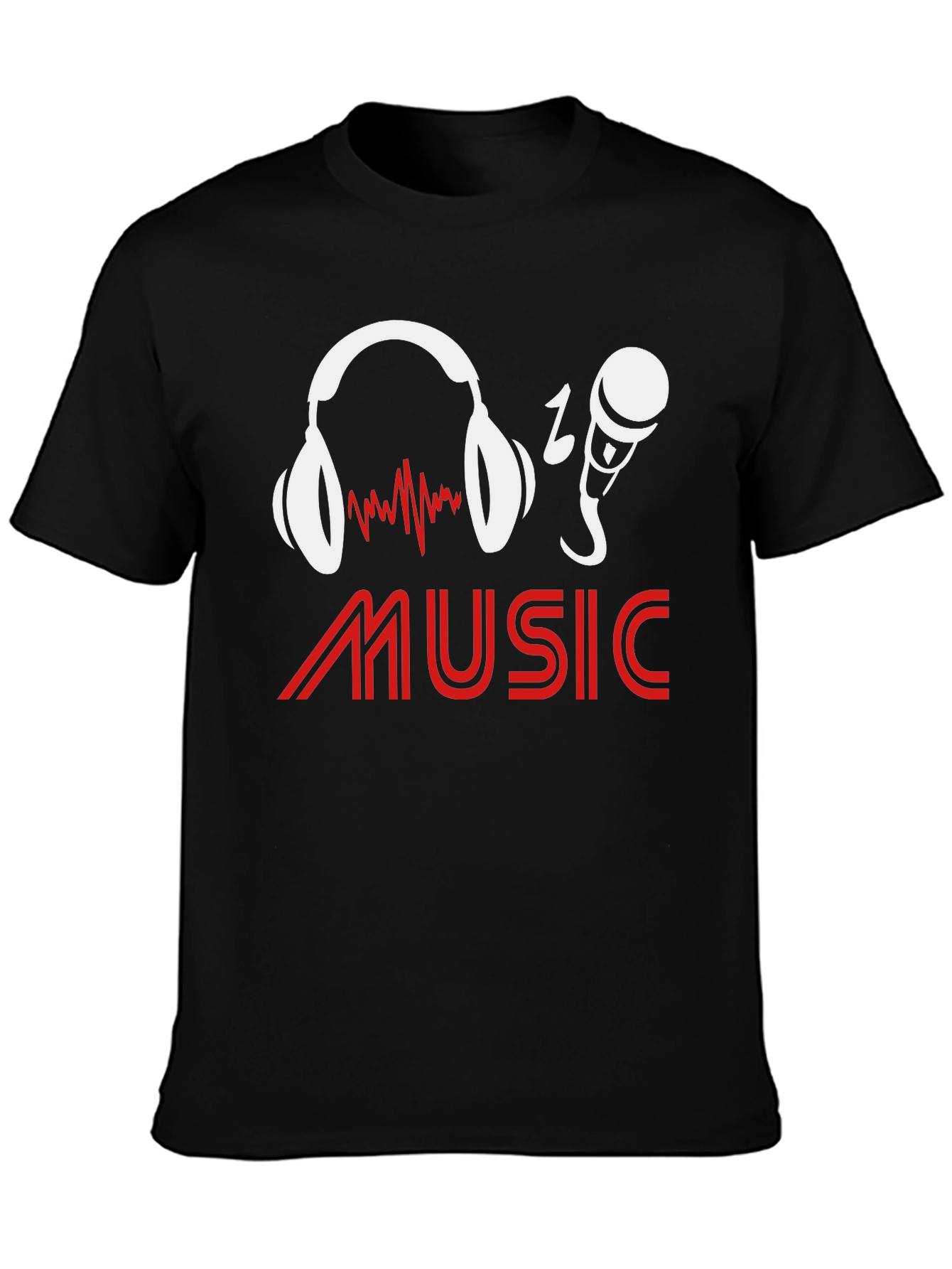 Music Lover T-Shirt - Headphones & Microphone Graphic Tee