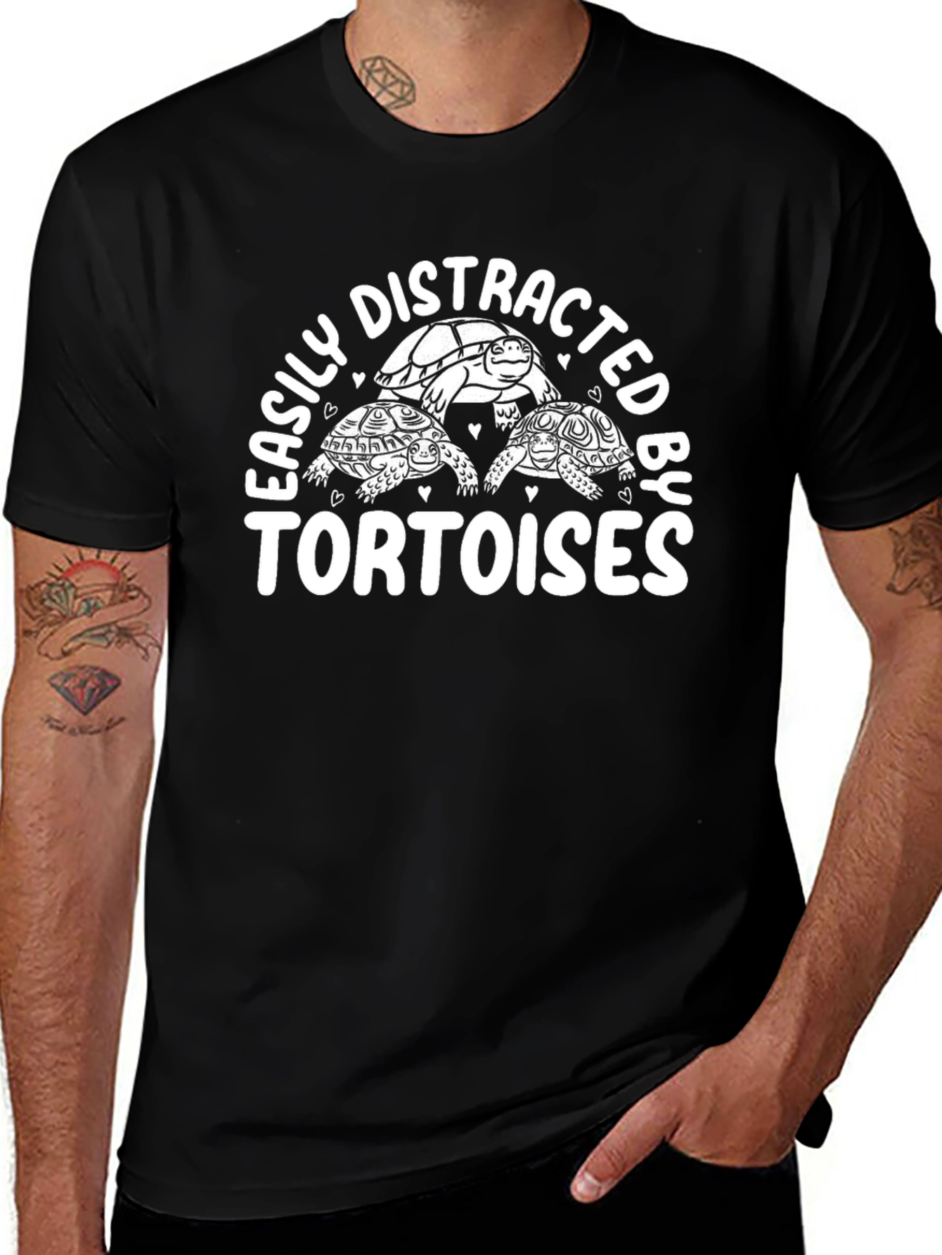 Easily Distracted by Tortoises Black Graphic Tee