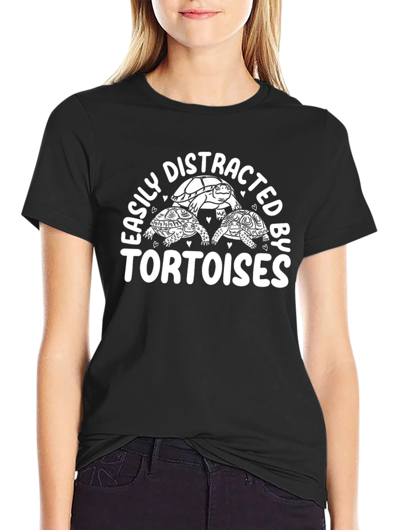 Easily Distracted by Tortoises Black Graphic Tee