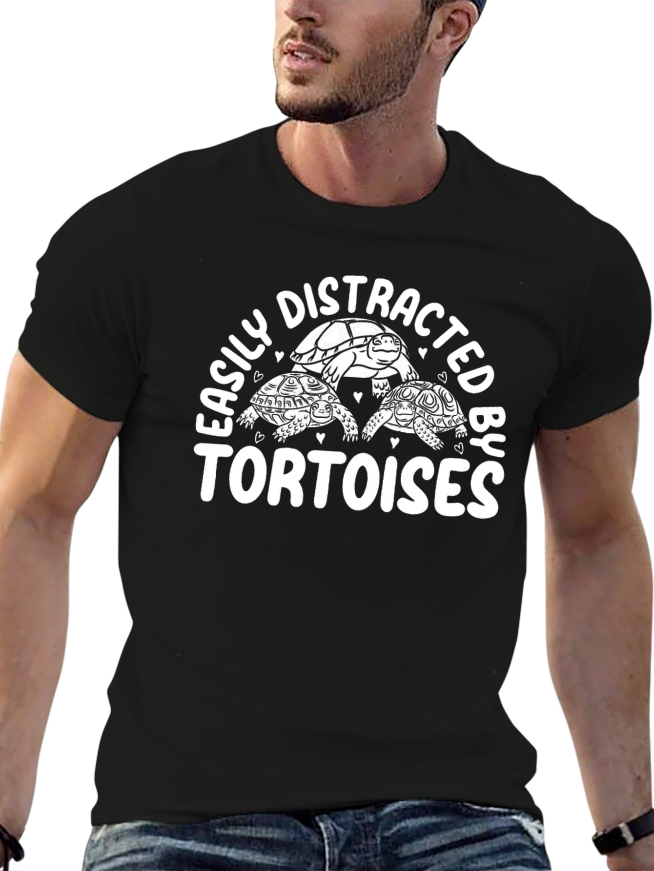 Easily Distracted by Tortoises Black Graphic Tee