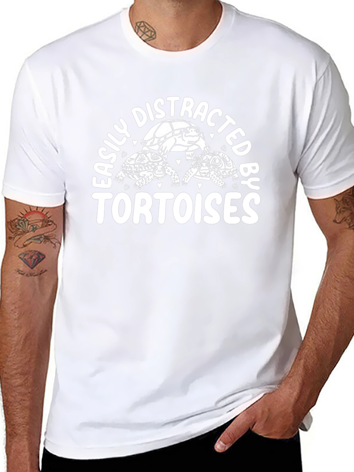 Easily Distracted by Tortoises Black Graphic Tee