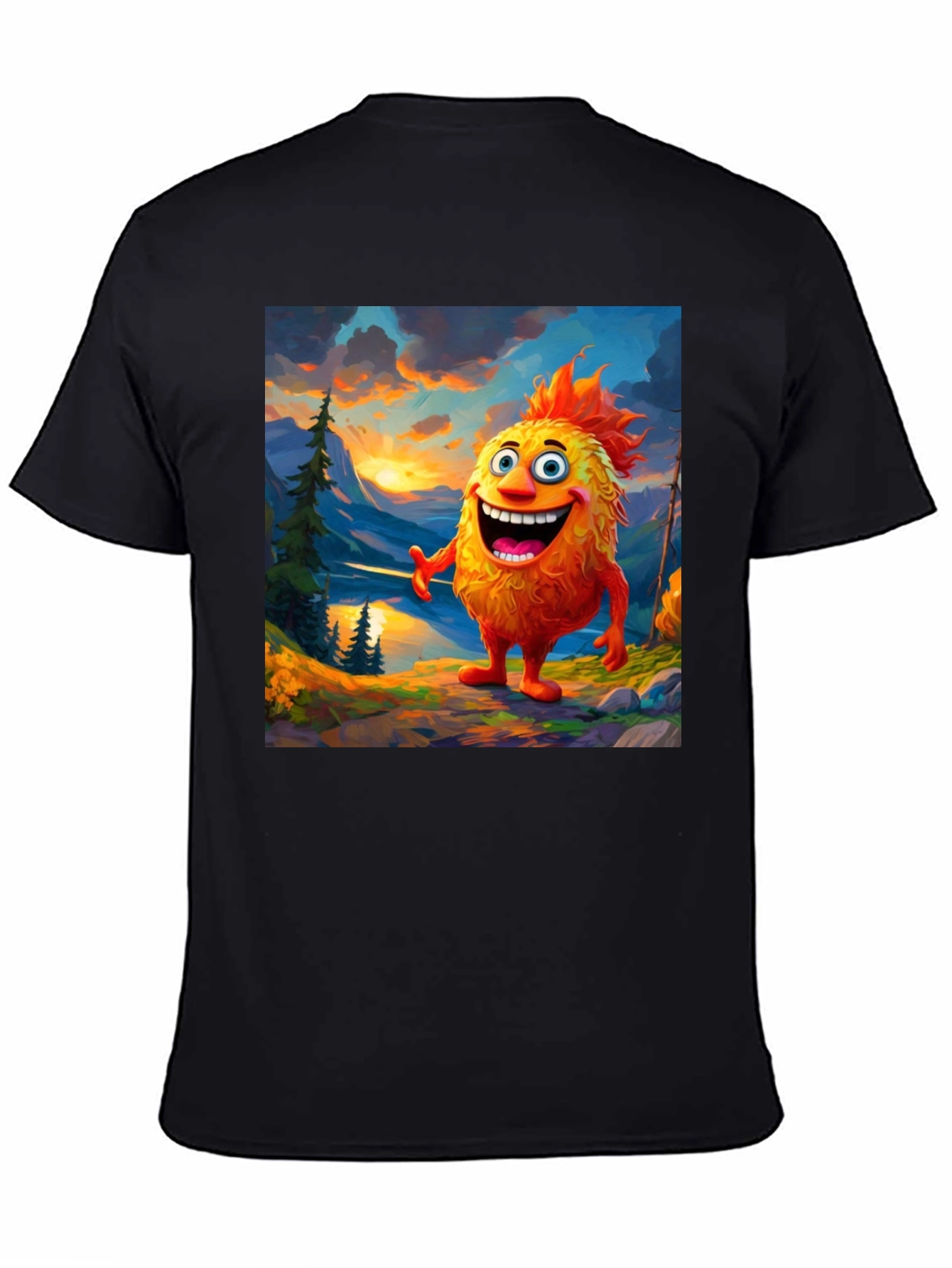 Cartoon Monster Graphic Tee - Black T-Shirt