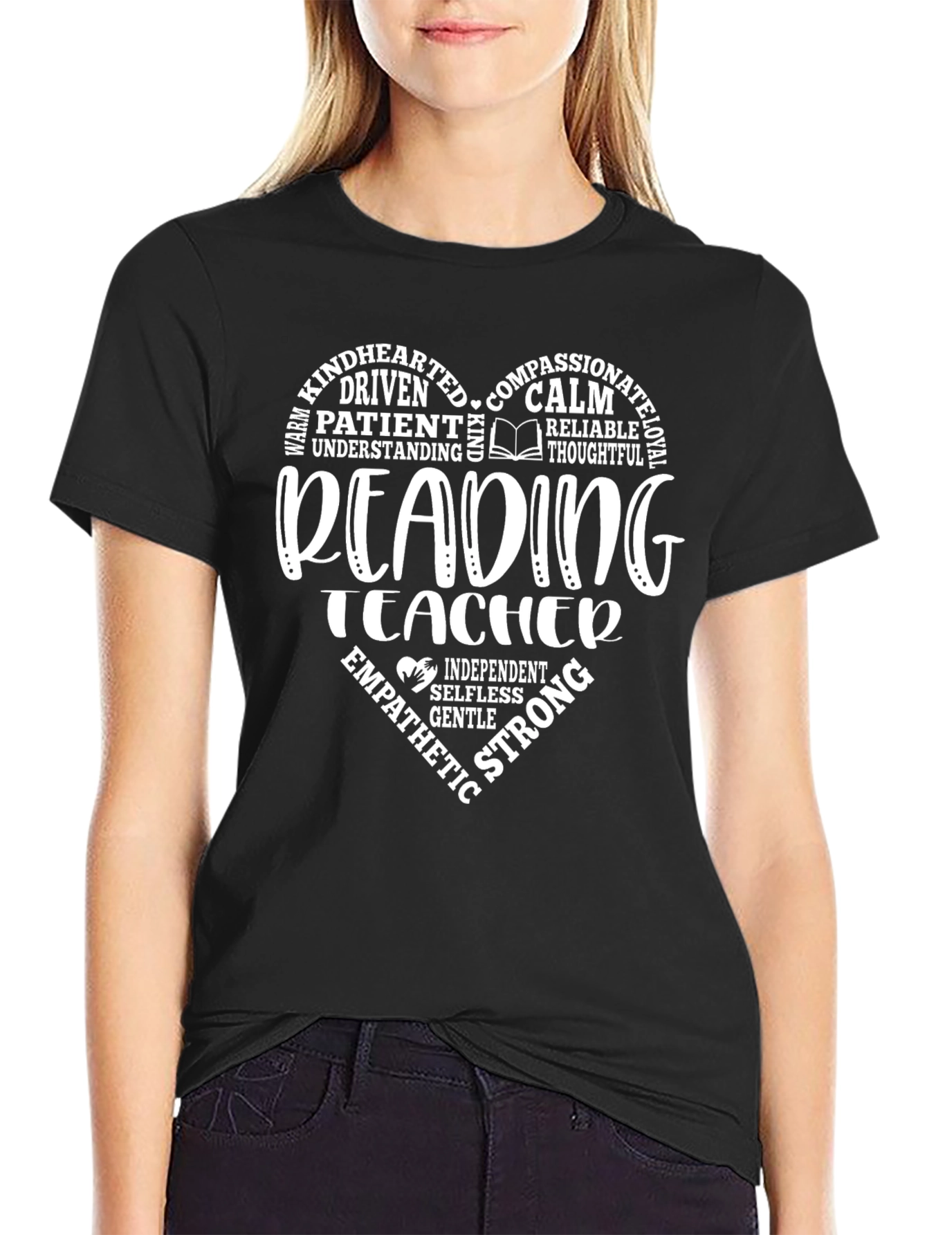 Reading Teacher Heart Graphic T-Shirt