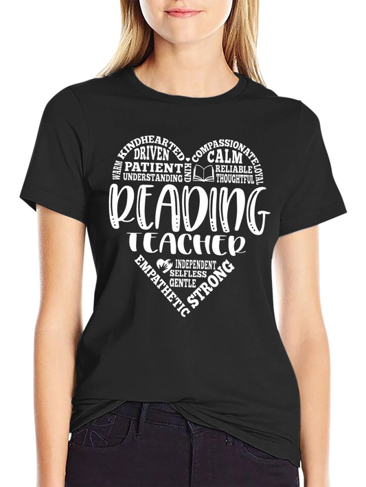 Reading Teacher Heart Graphic T-Shirt