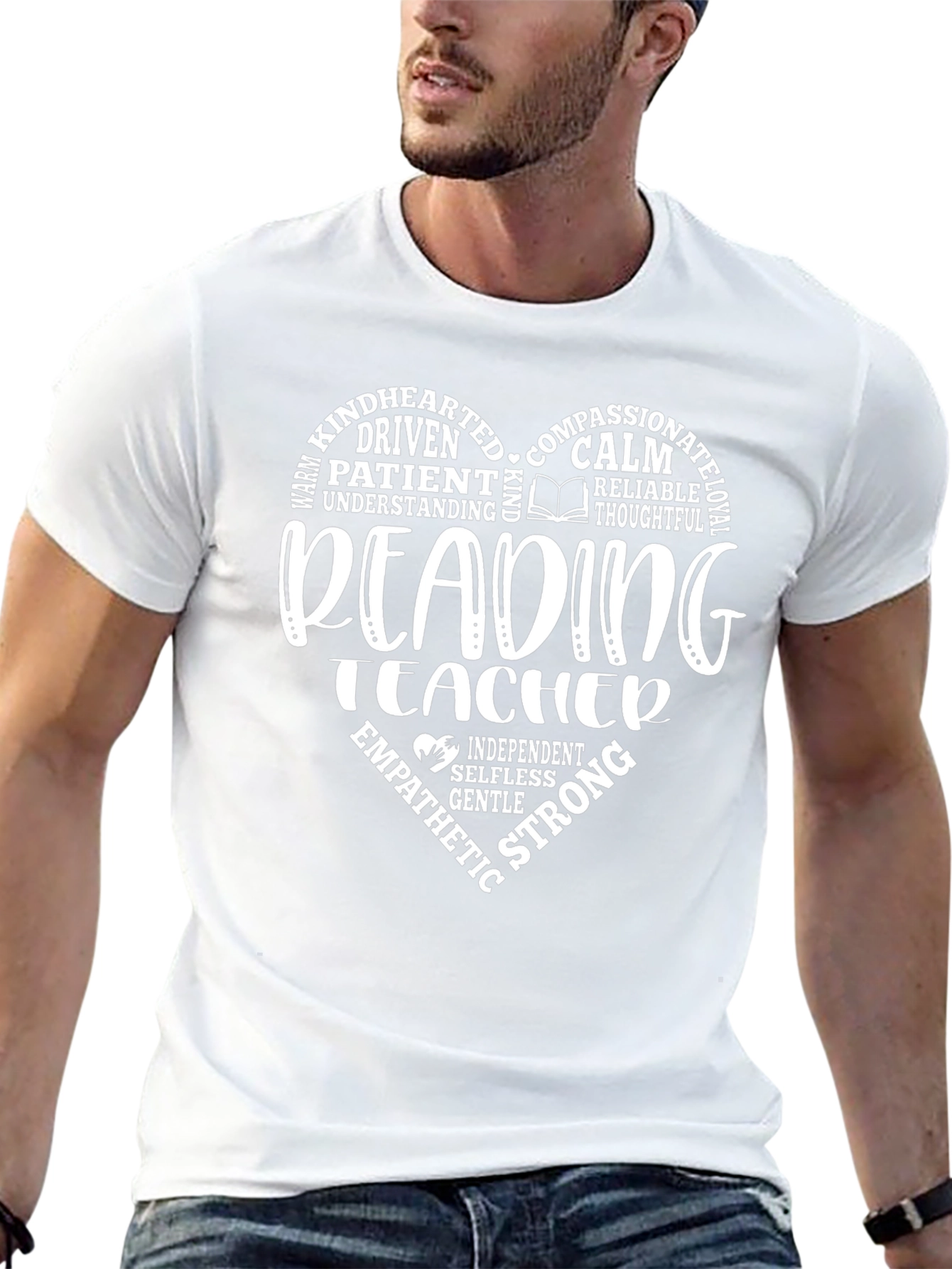 Reading Teacher Heart Graphic T-Shirt