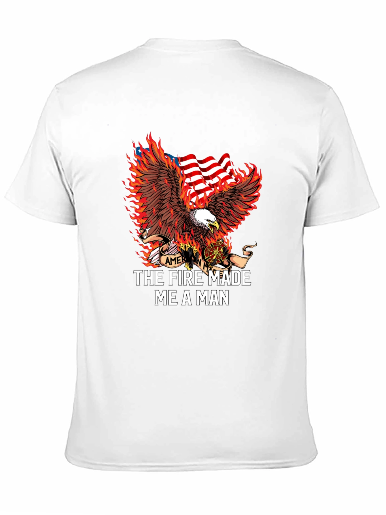 Firefighter Eagle American Flag Graphic T-Shirt