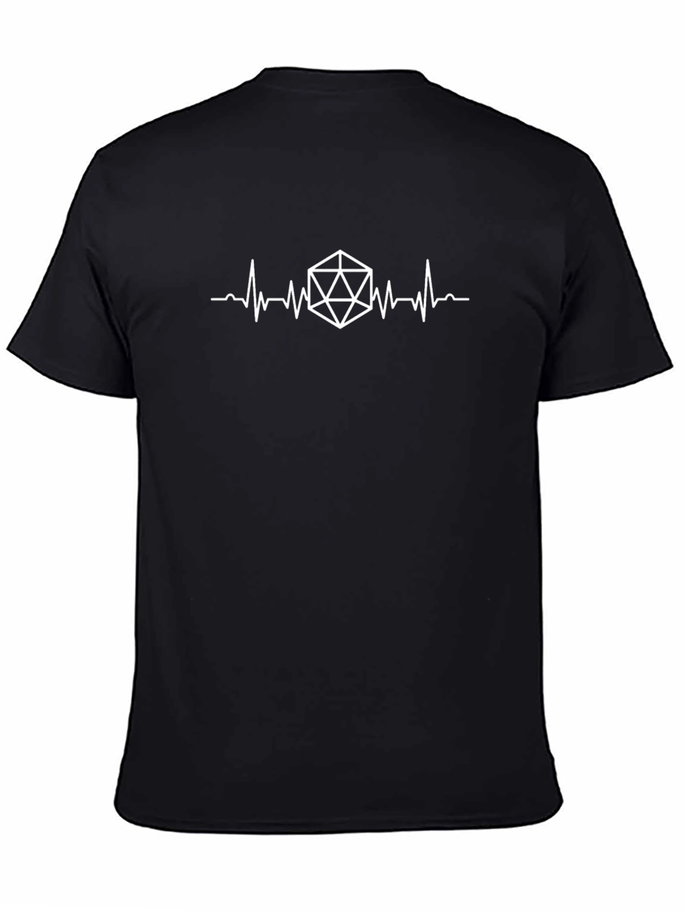 D20 Heartbeat Black T-Shirt - Tabletop Gaming Fan Tee