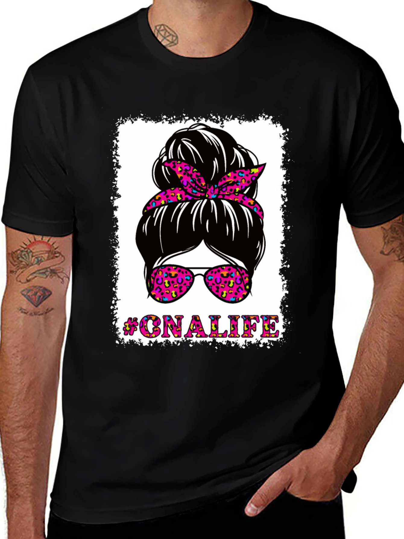 #CNALIFE Messy Bun T-Shirt - Certified Nurse Assistant Tee