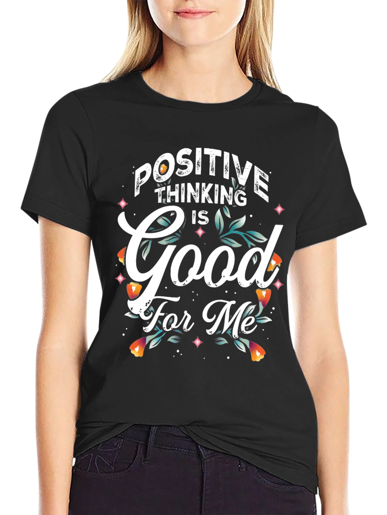 Positive Thinking Graphic Tee - Black