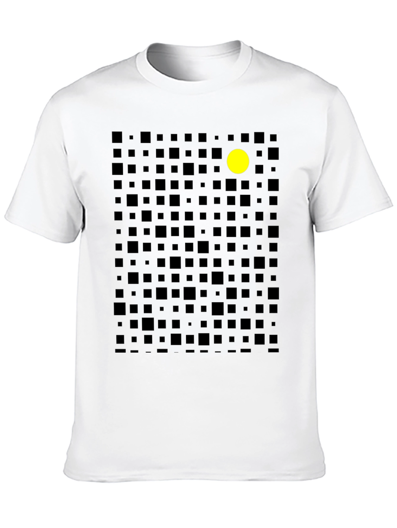Geometric Black T-Shirt with Yellow Dot Accent
