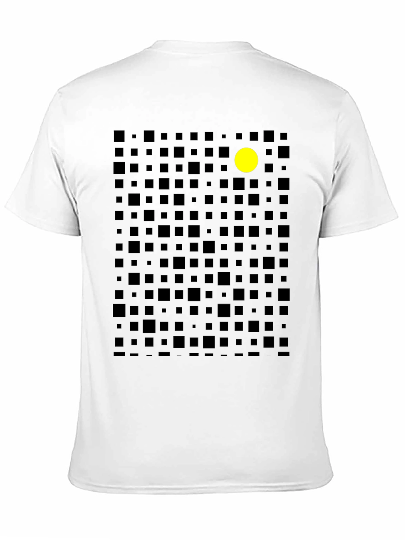 Geometric Black T-Shirt with Yellow Dot Accent