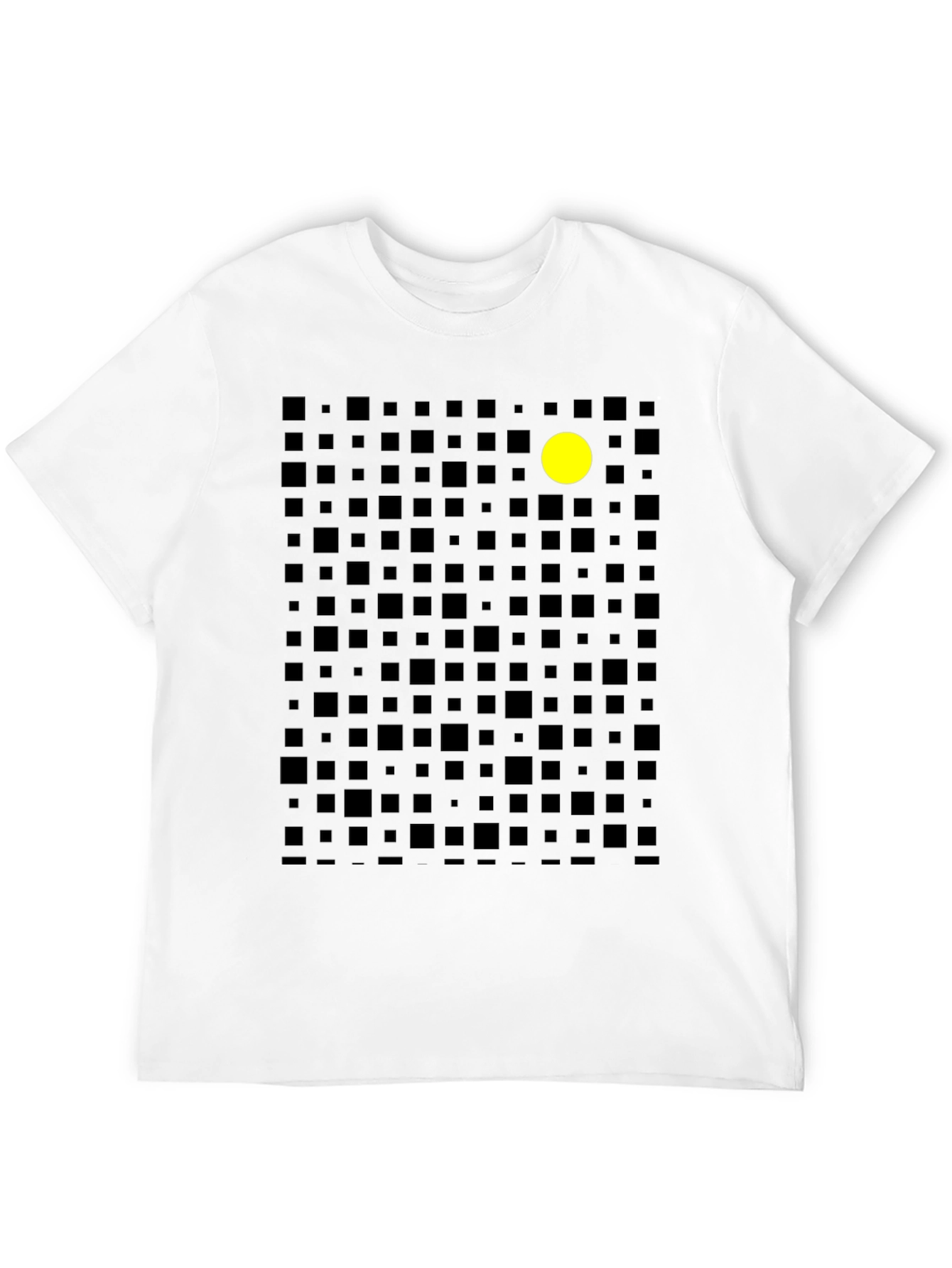 Geometric Black T-Shirt with Yellow Dot Accent