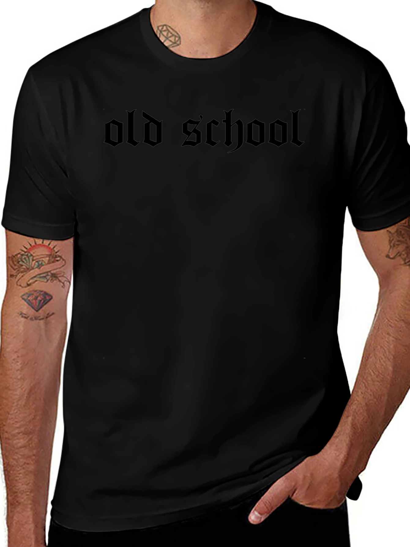 Old School Gothic Text Black T-Shirt
