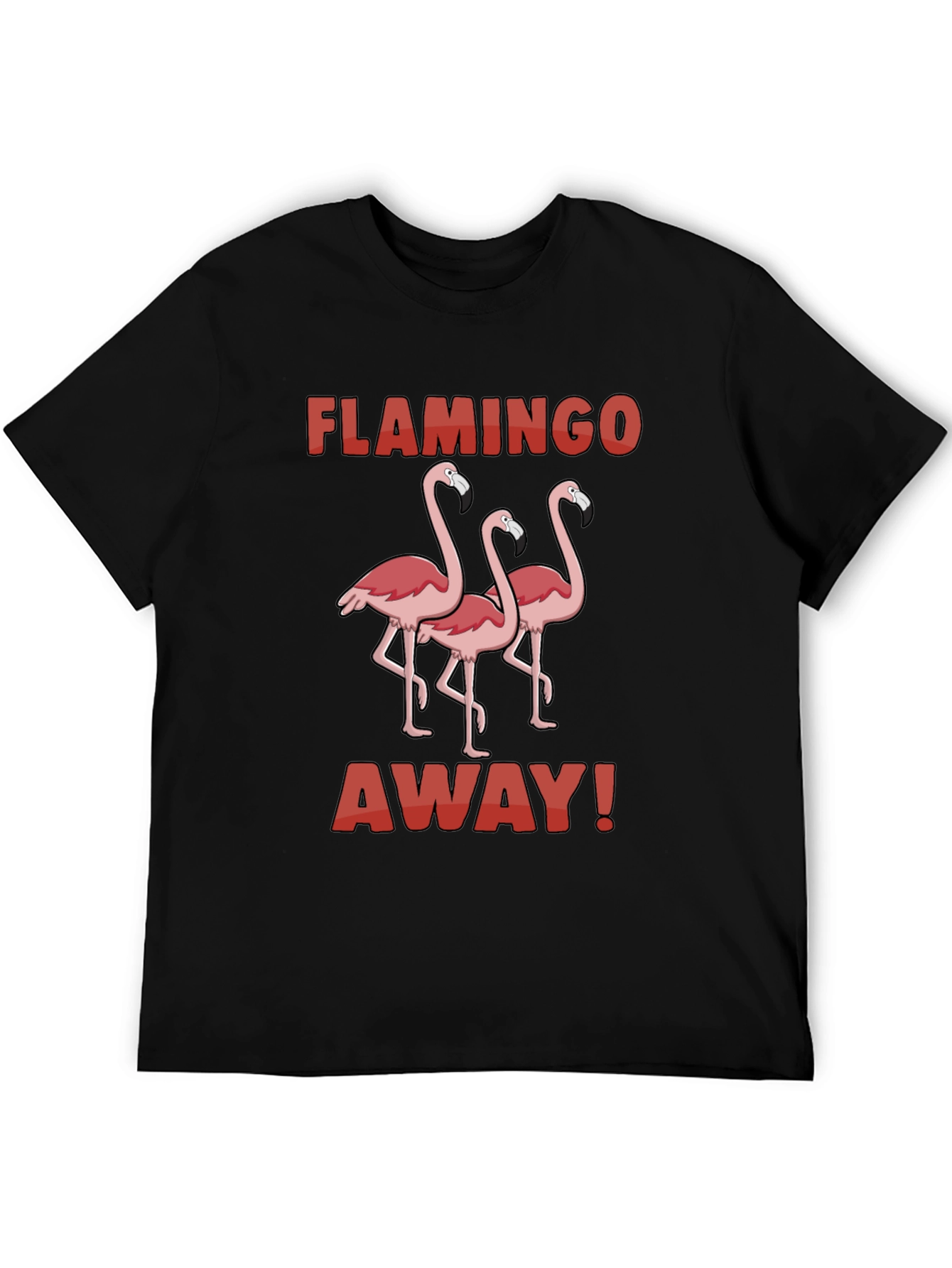 Flamingo Away Graphic Tee - Black Cotton T-Shirt
