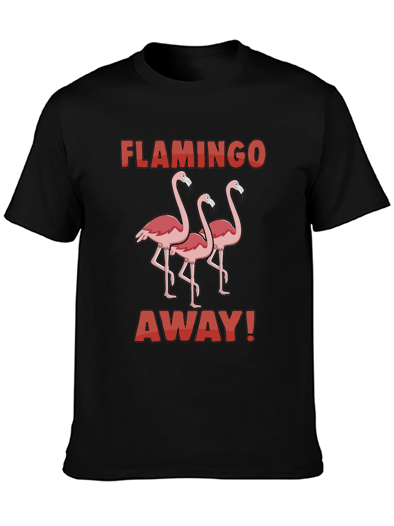 Flamingo Away Graphic Tee - Black Cotton T-Shirt