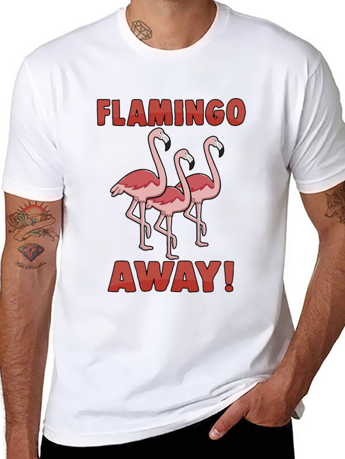Flamingo Away Graphic Tee - Black Cotton T-Shirt