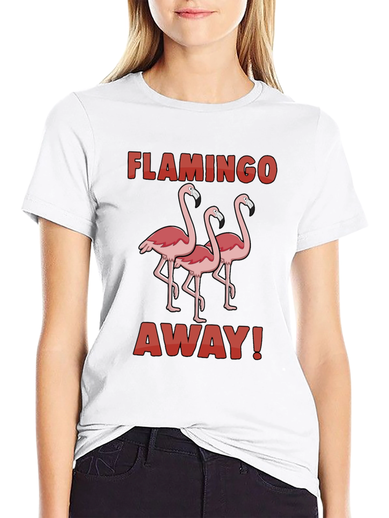 Flamingo Away Graphic Tee - Black Cotton T-Shirt