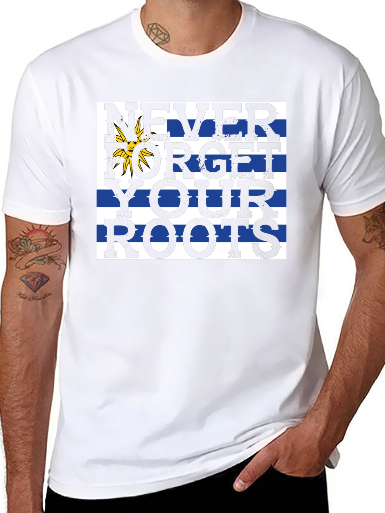 Never Forget Roots T-Shirt - Uruguay Flag Tee