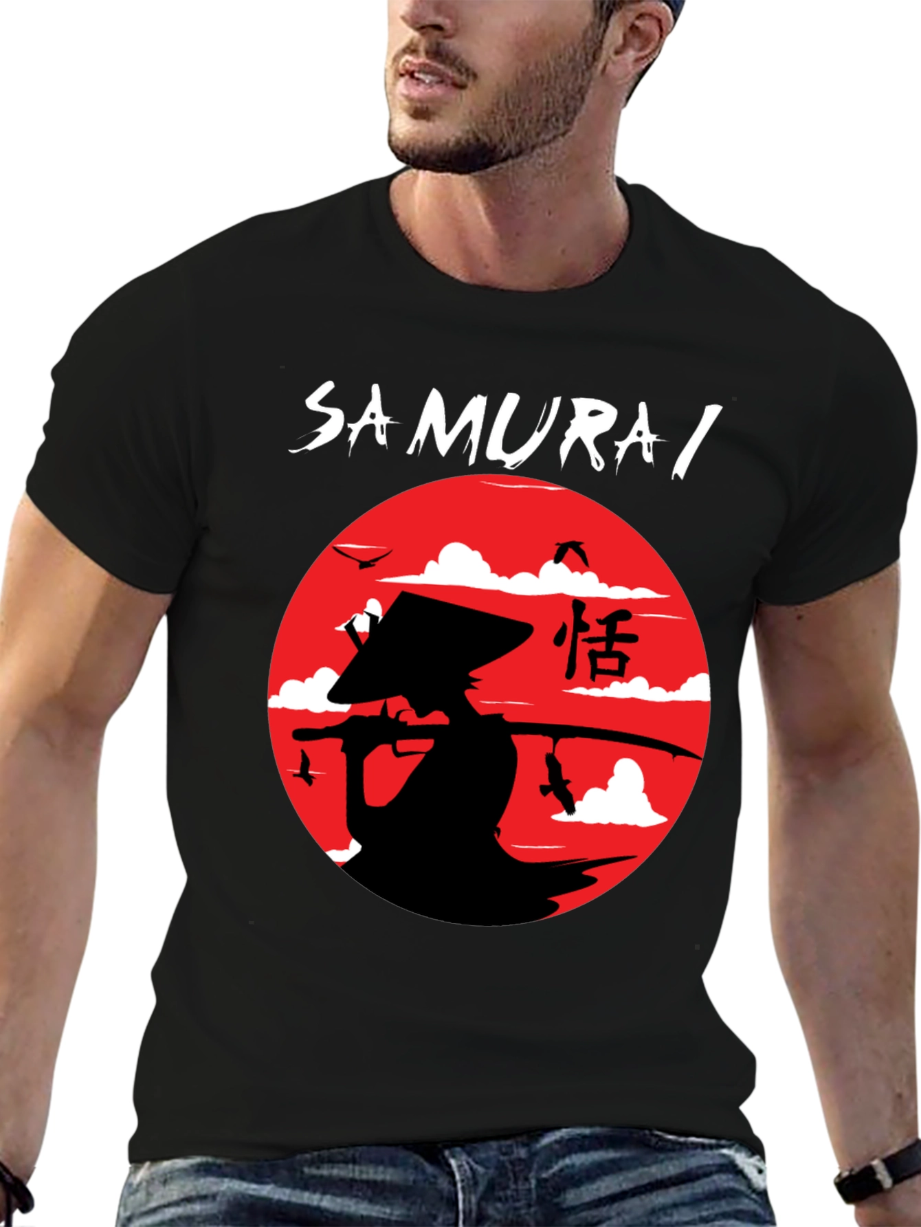 Samurai Graphic Print T-Shirt - Cotton Blend