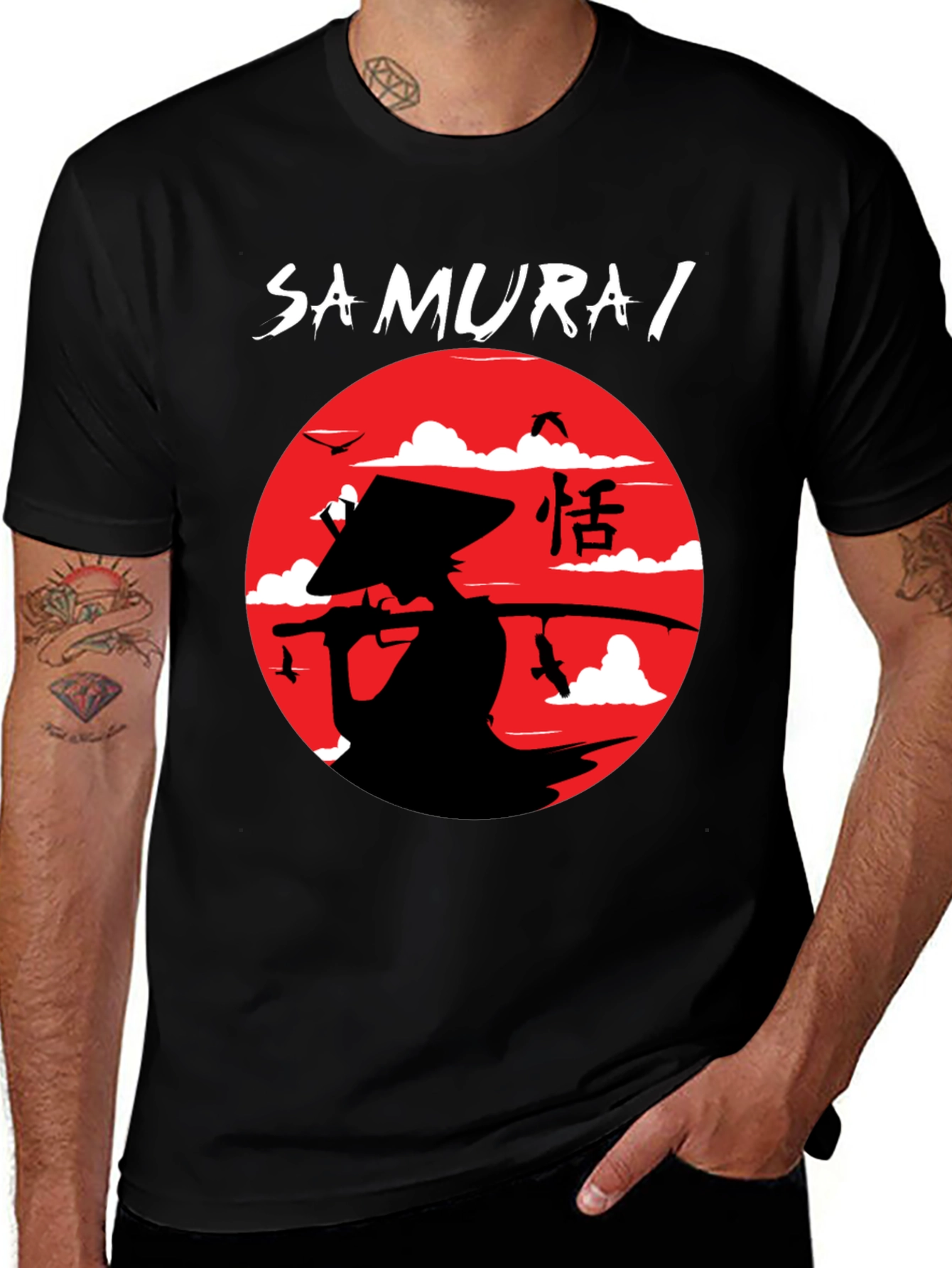 Samurai Graphic Print T-Shirt - Cotton Blend